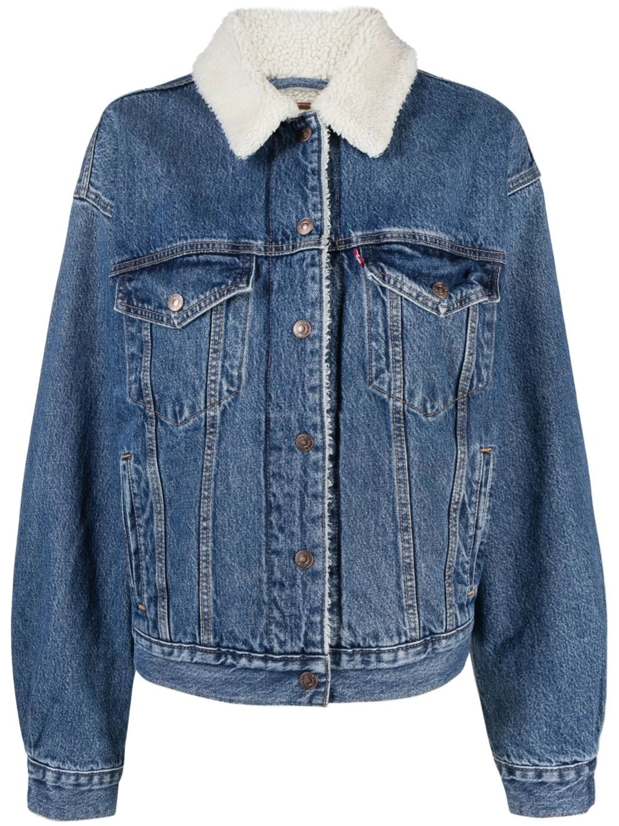 fleece-collar denim jacket