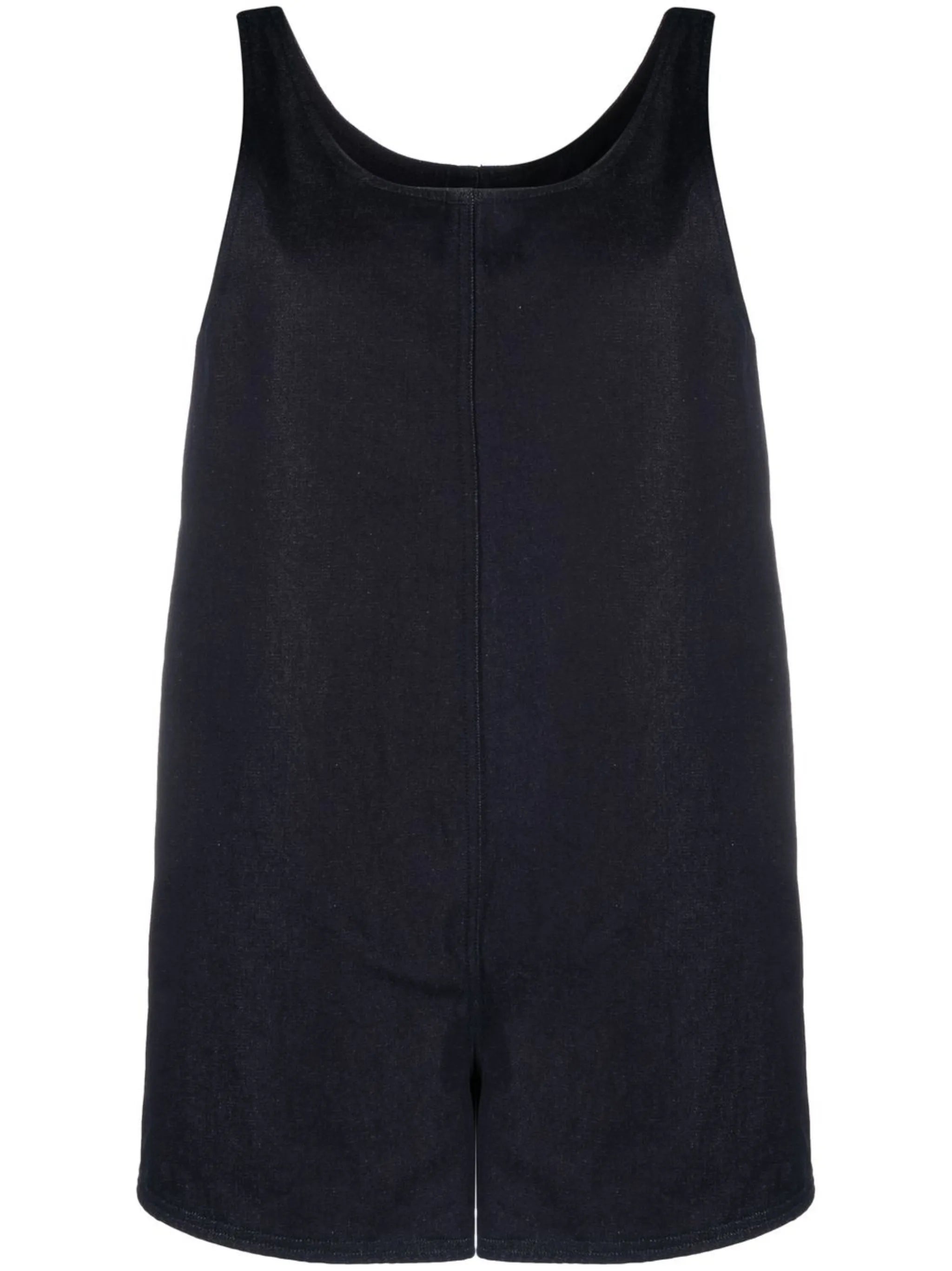 brushed-denim sleeveless tank playsuit