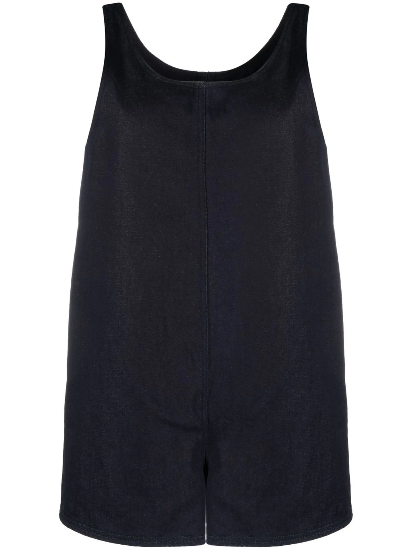 brushed-denim sleeveless tank playsuit