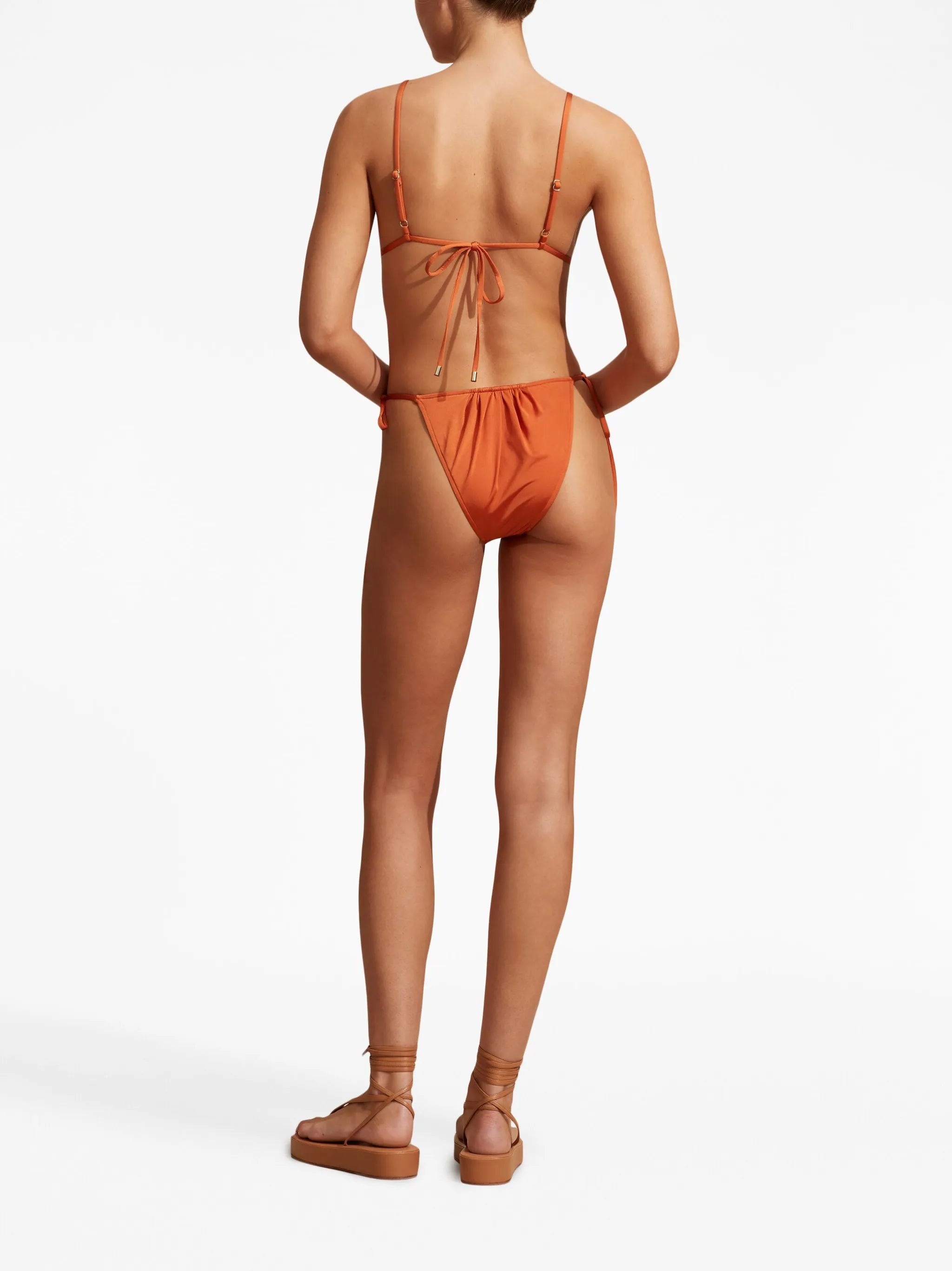 Melon ruched bikini bottoms