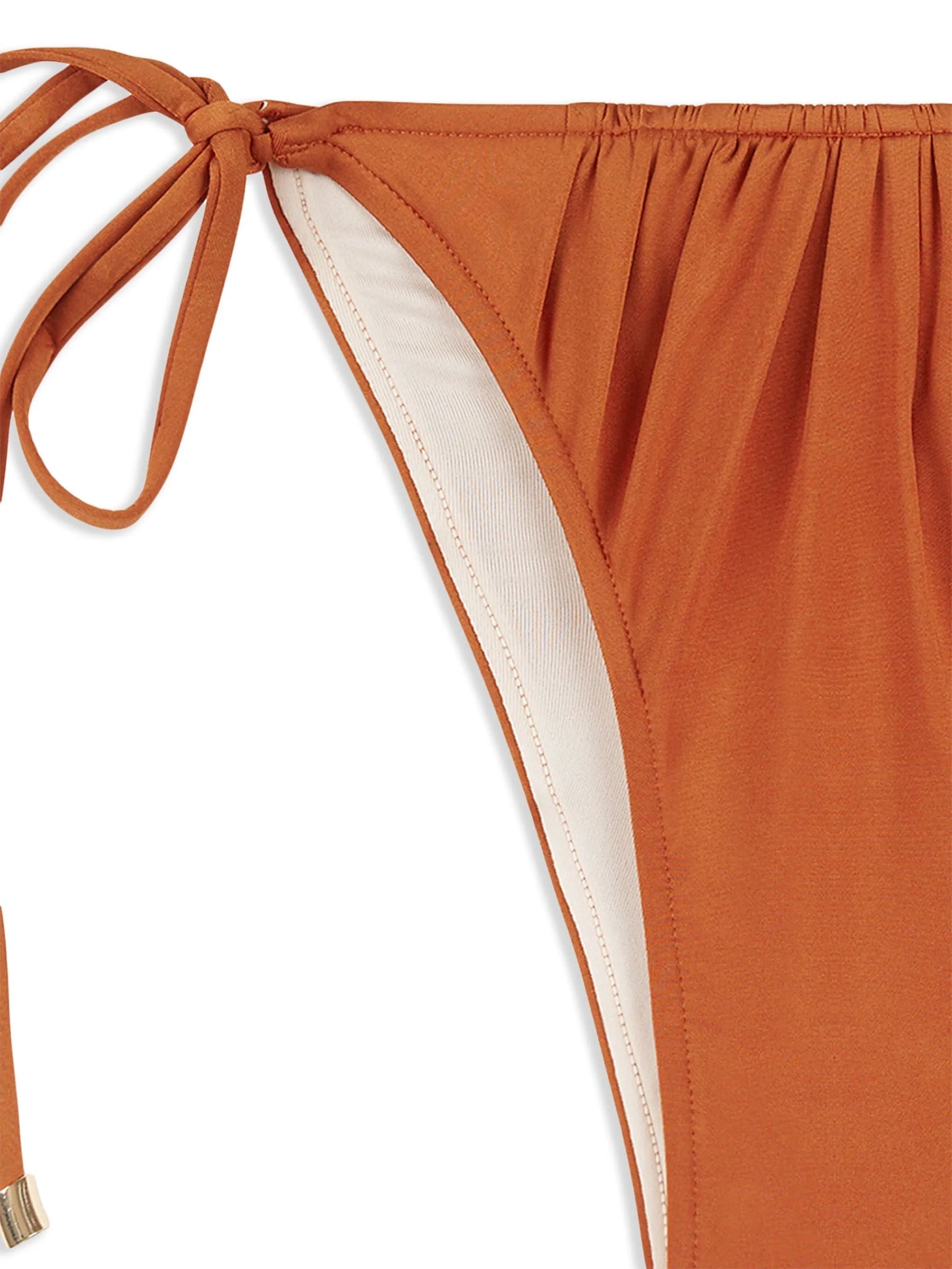 Melon ruched bikini bottoms
