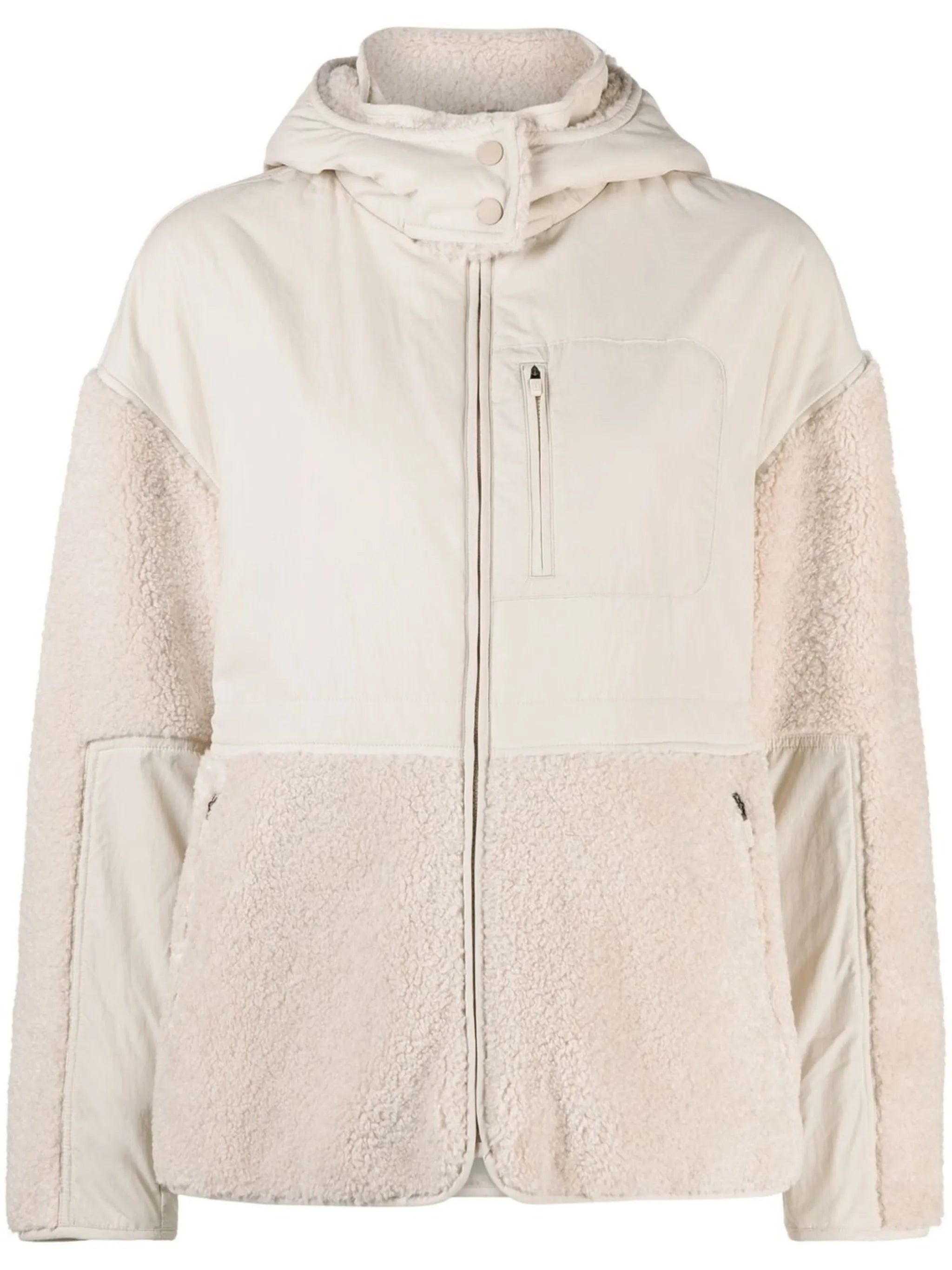 panelled hooded zip-up jacket