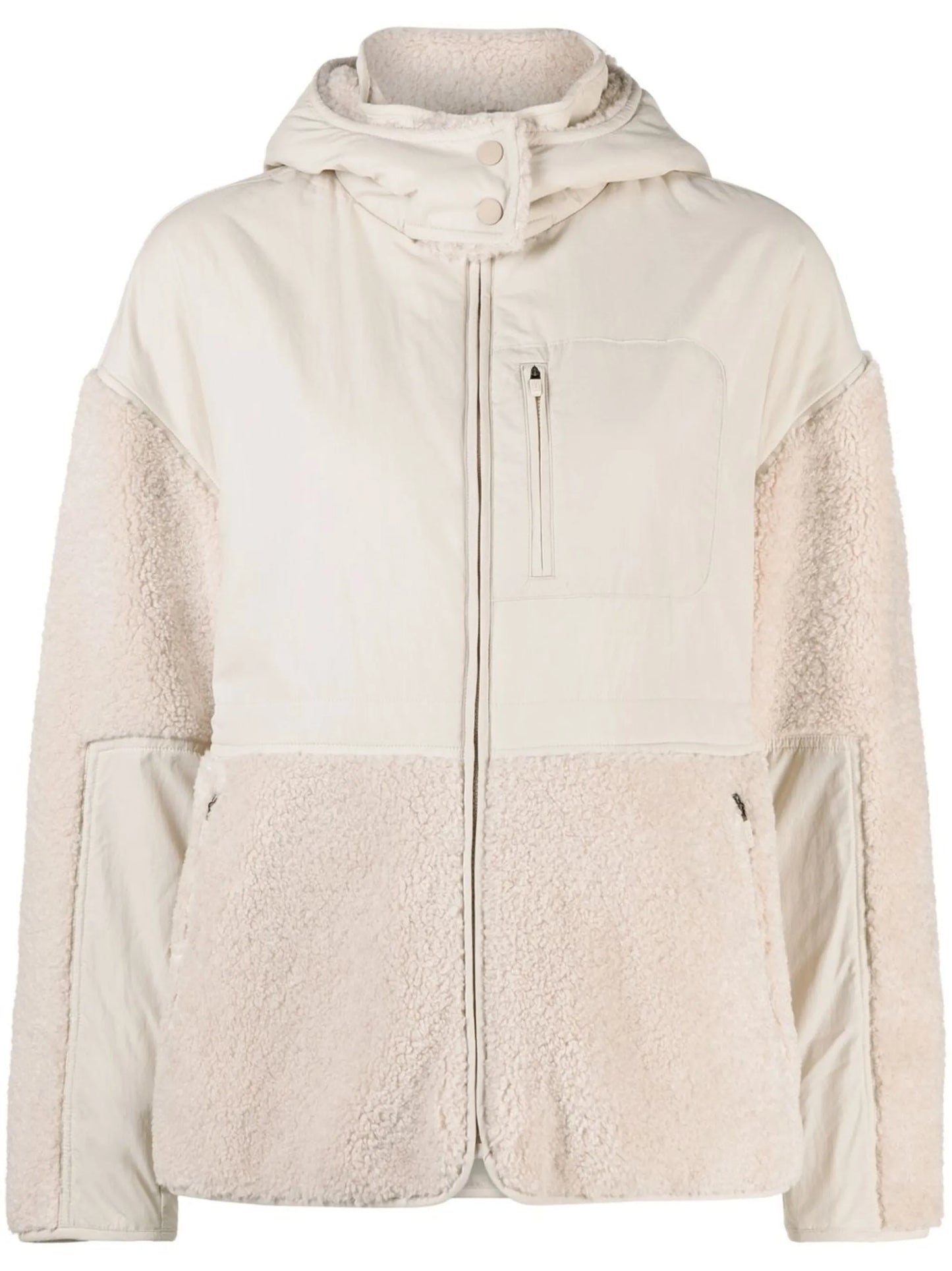 panelled hooded zip-up jacket