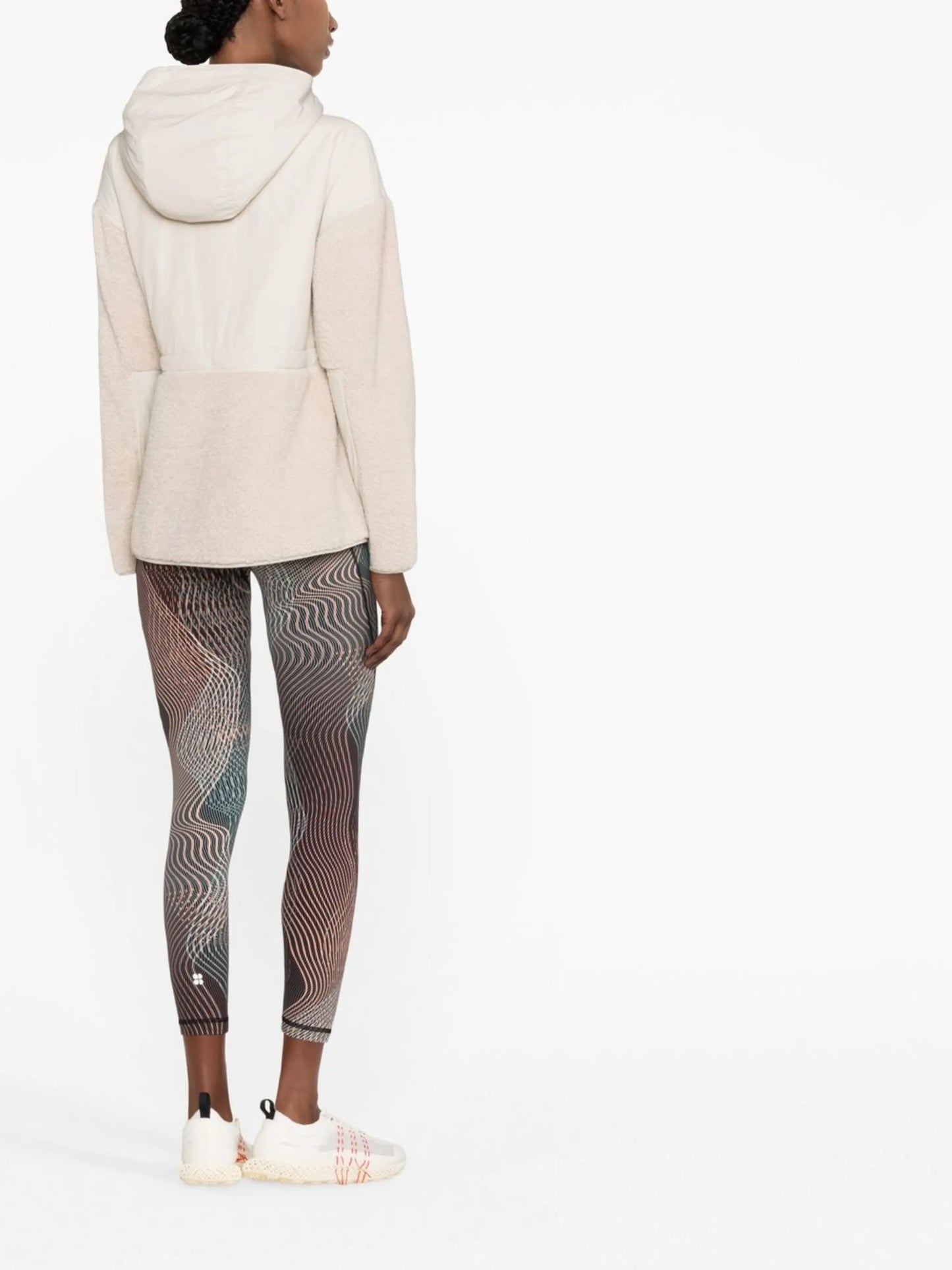 panelled hooded zip-up jacket
