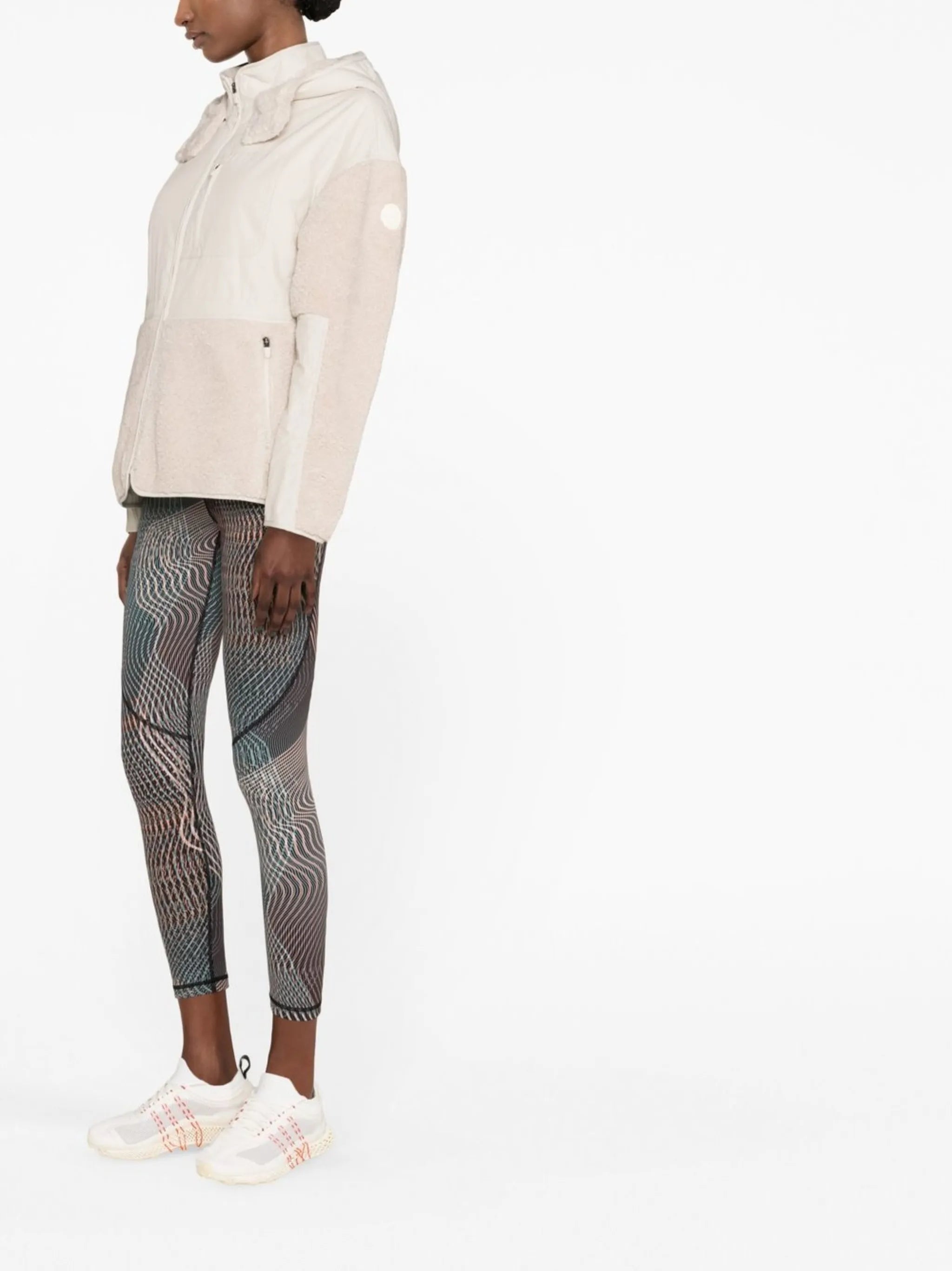 panelled hooded zip-up jacket