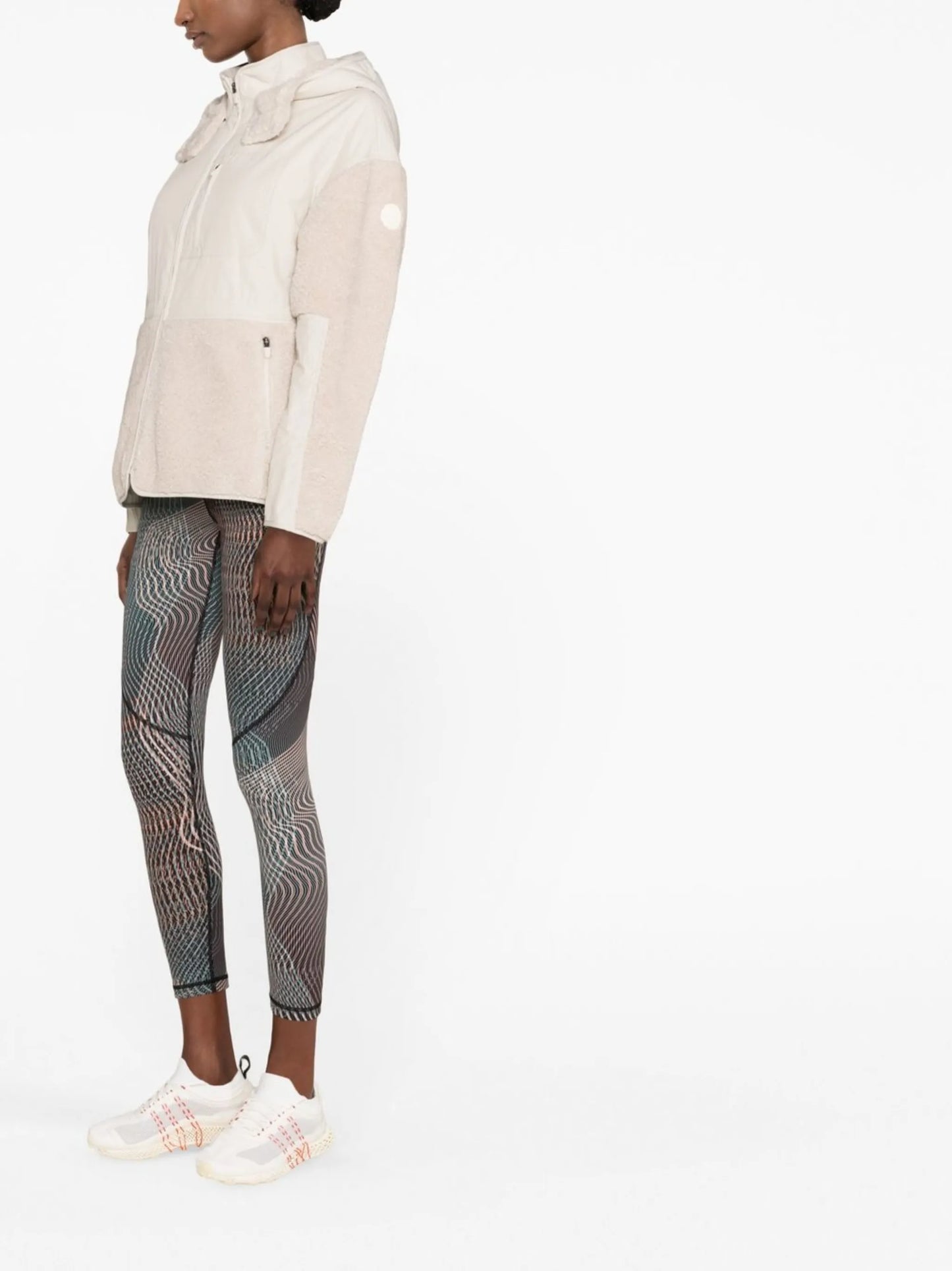 panelled hooded zip-up jacket
