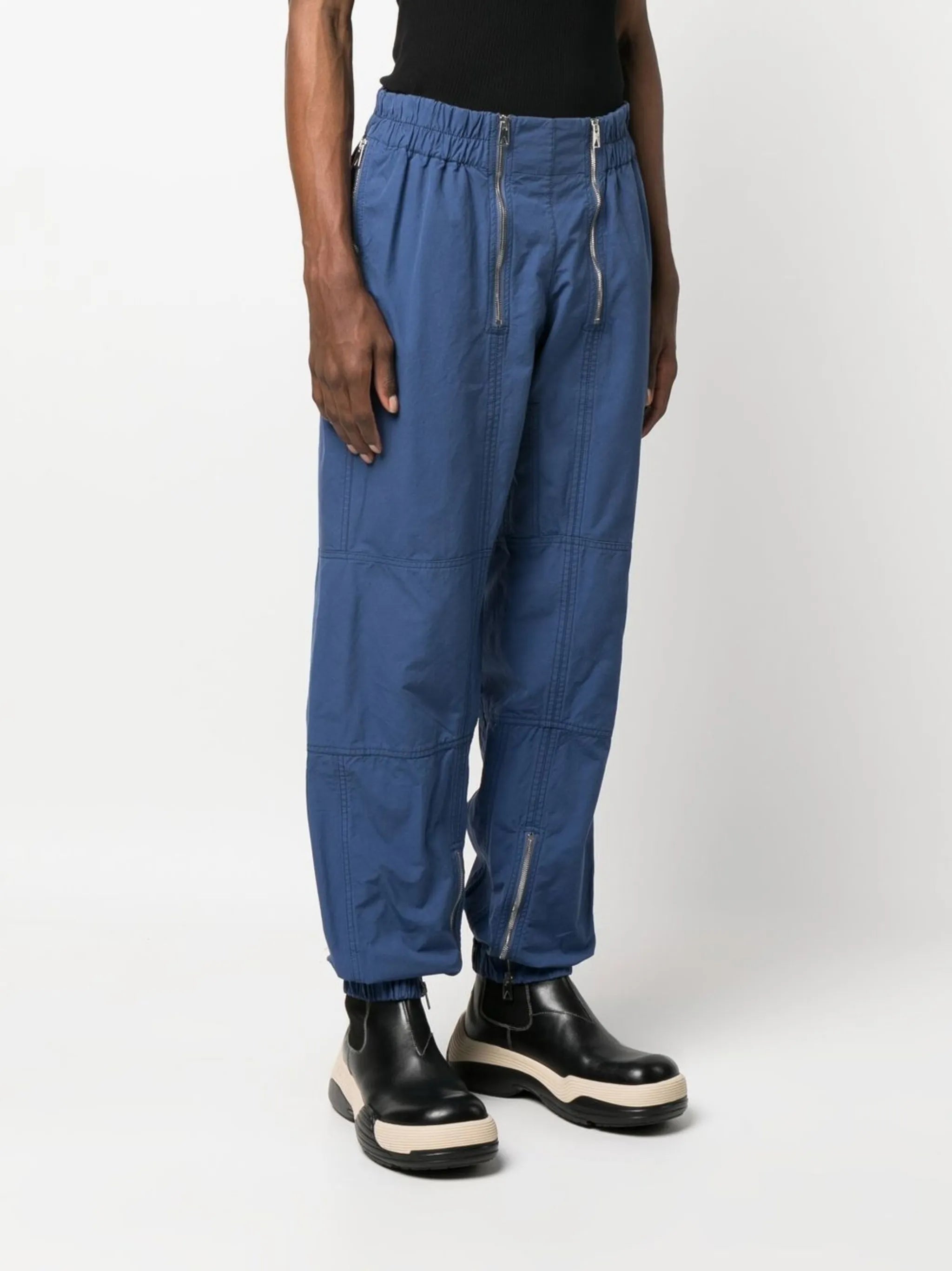 cotton straight-leg trousers