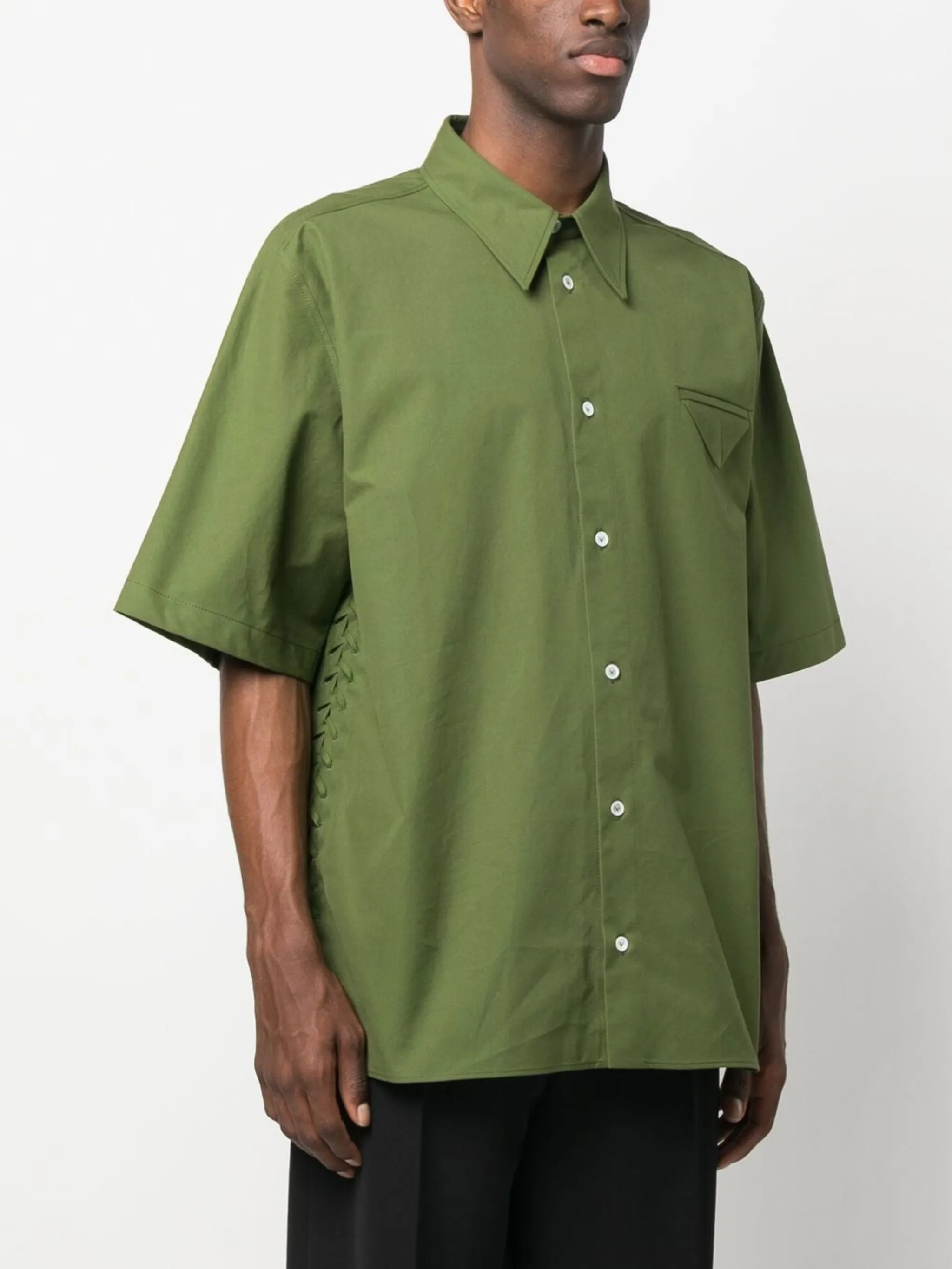 faux lace-up cotton shirt