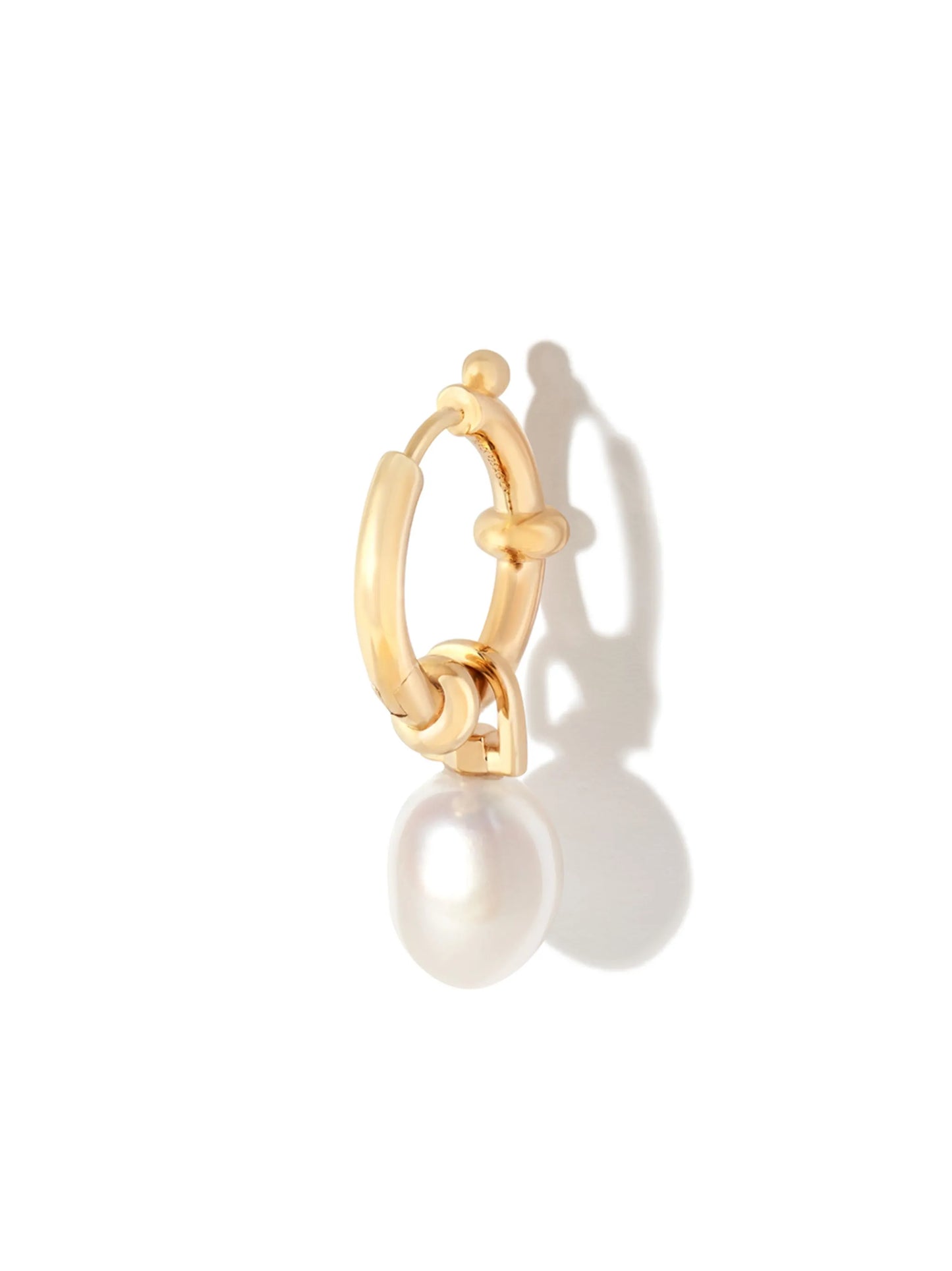 gold-plated pearl hoop earring