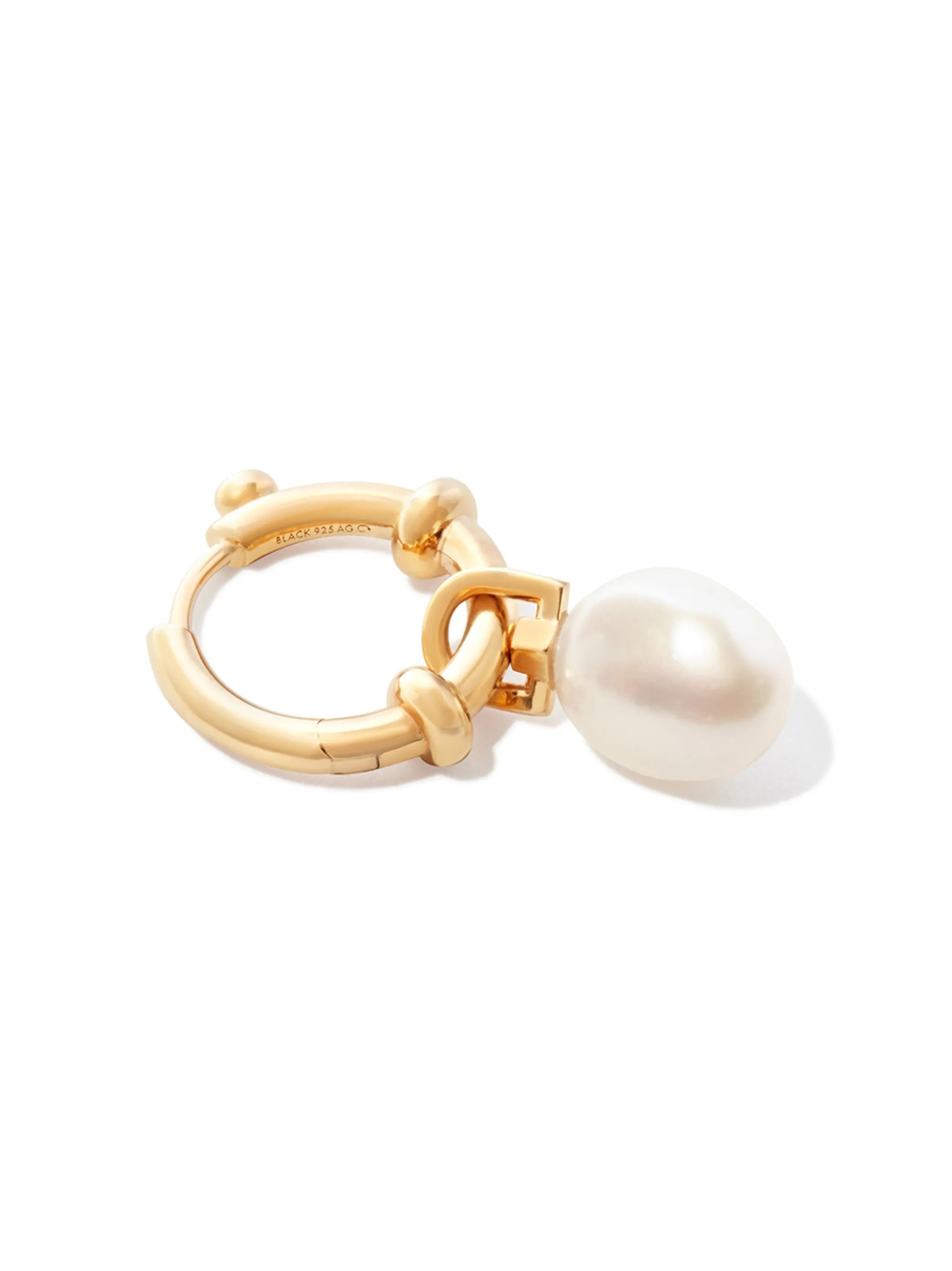 gold-plated pearl hoop earring