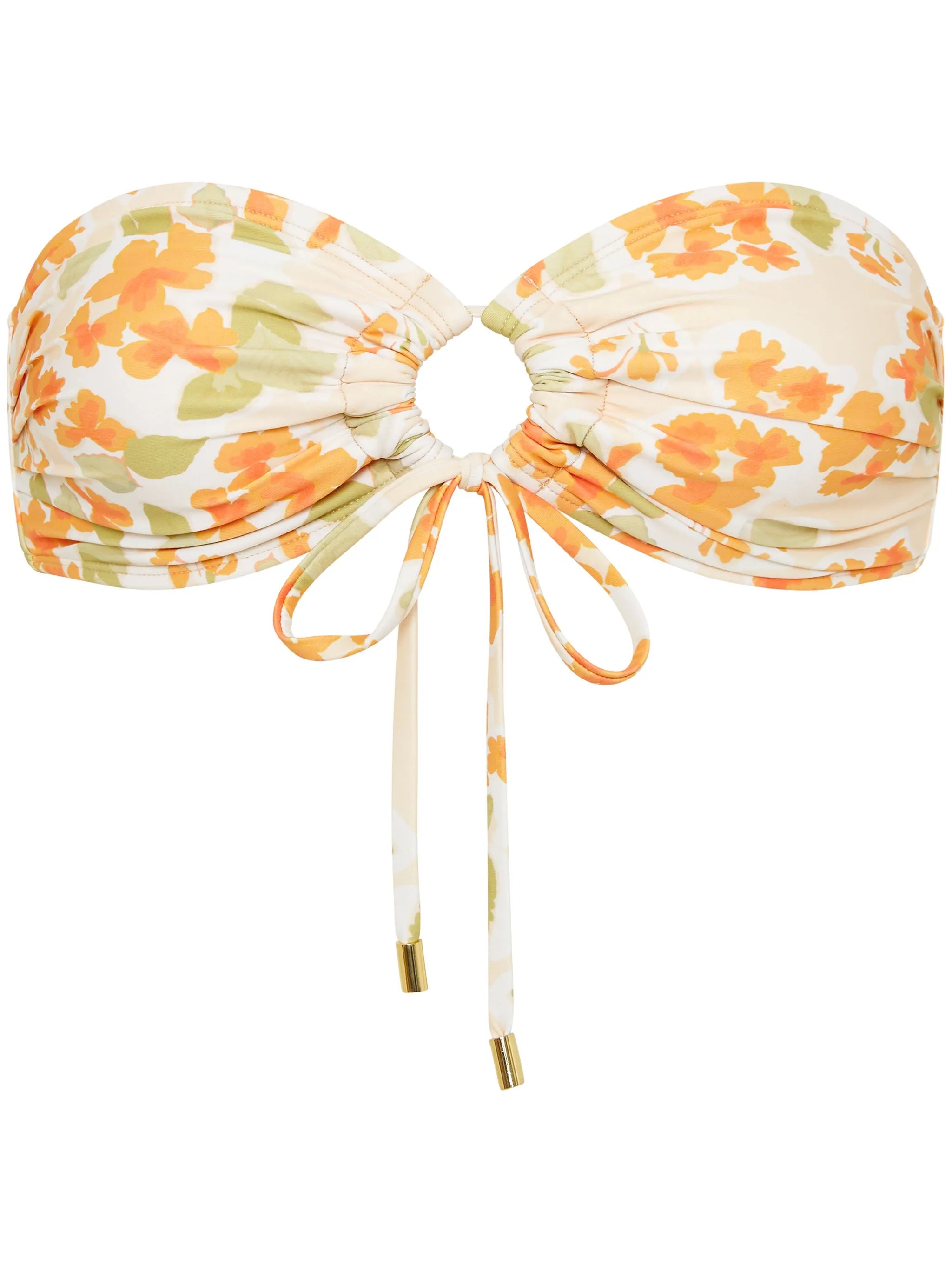 Peony floral-print bikini top