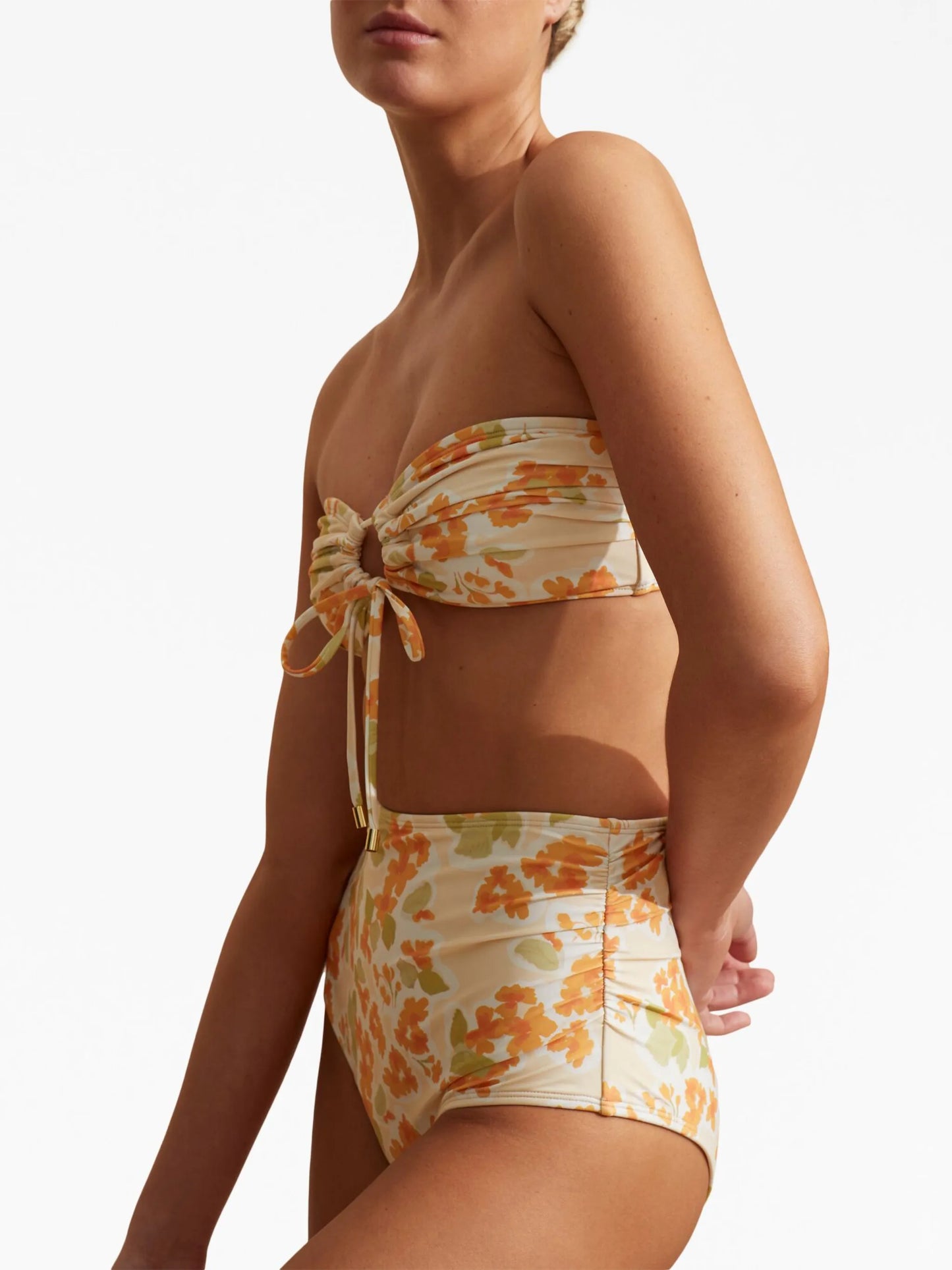 Peony floral-print bikini top