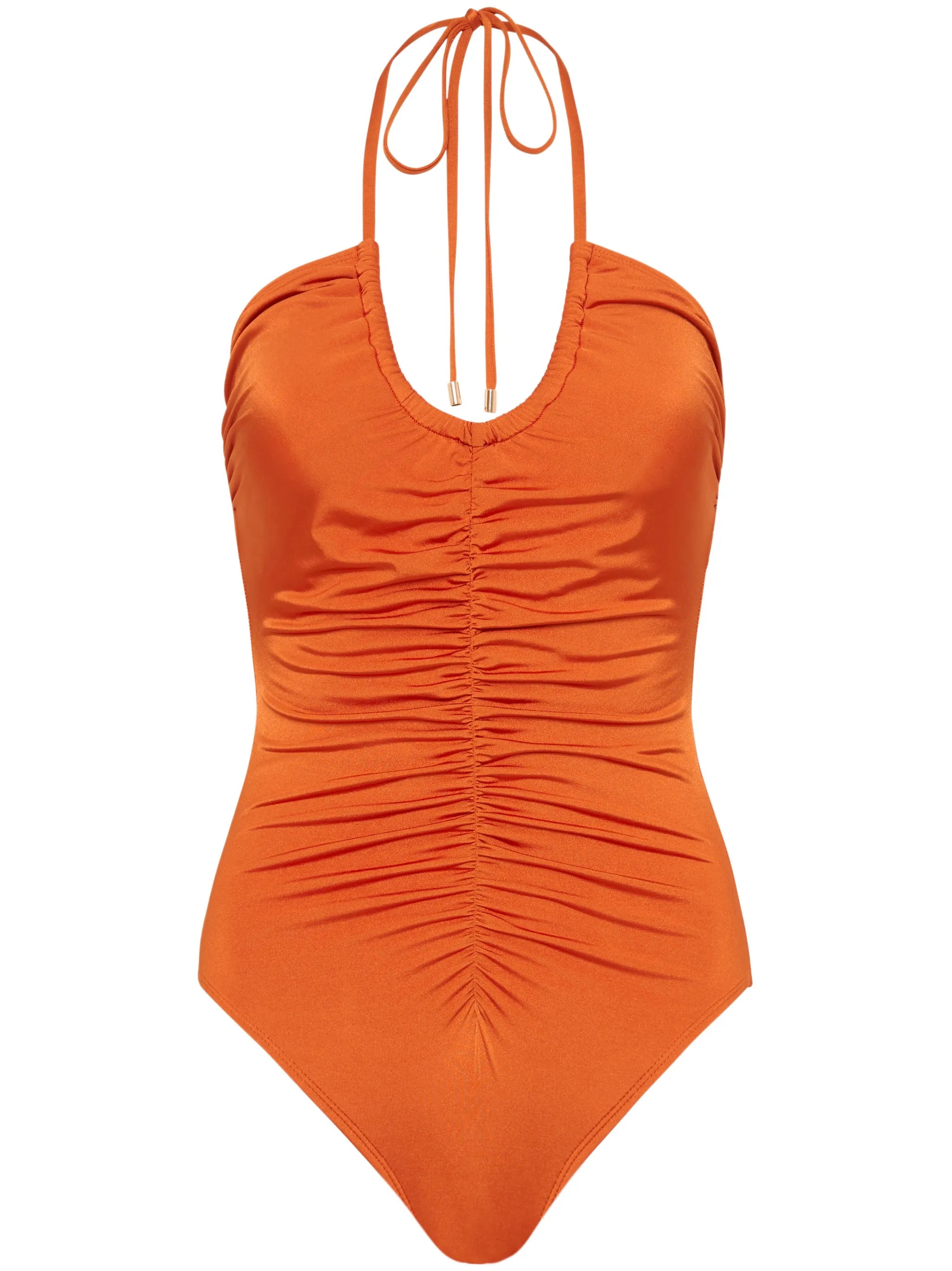 Melon ruched halterneck swimsuit