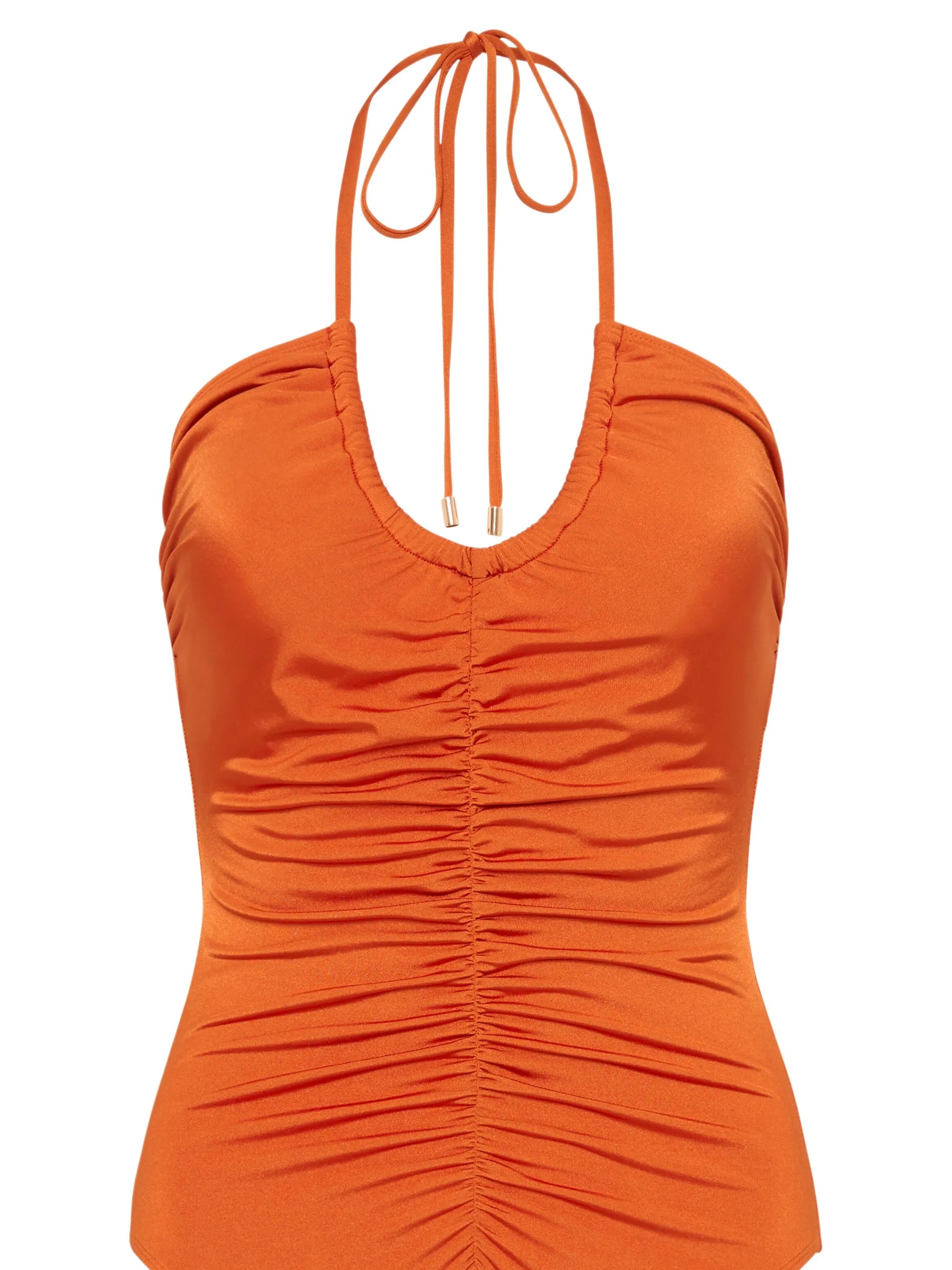Melon ruched halterneck swimsuit