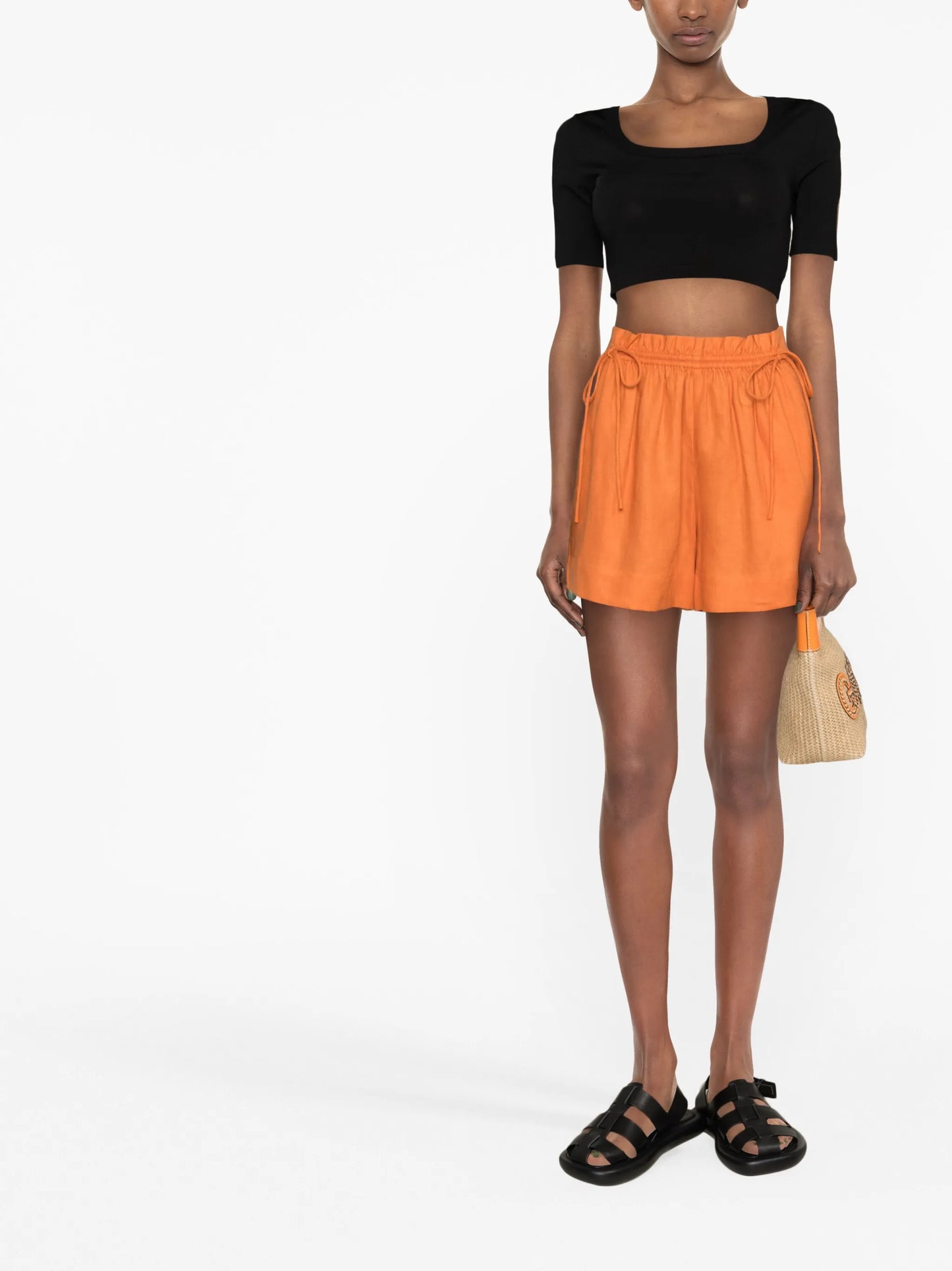 high-waisted linen shorts
