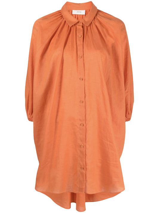 cotton-linen shirt dress
