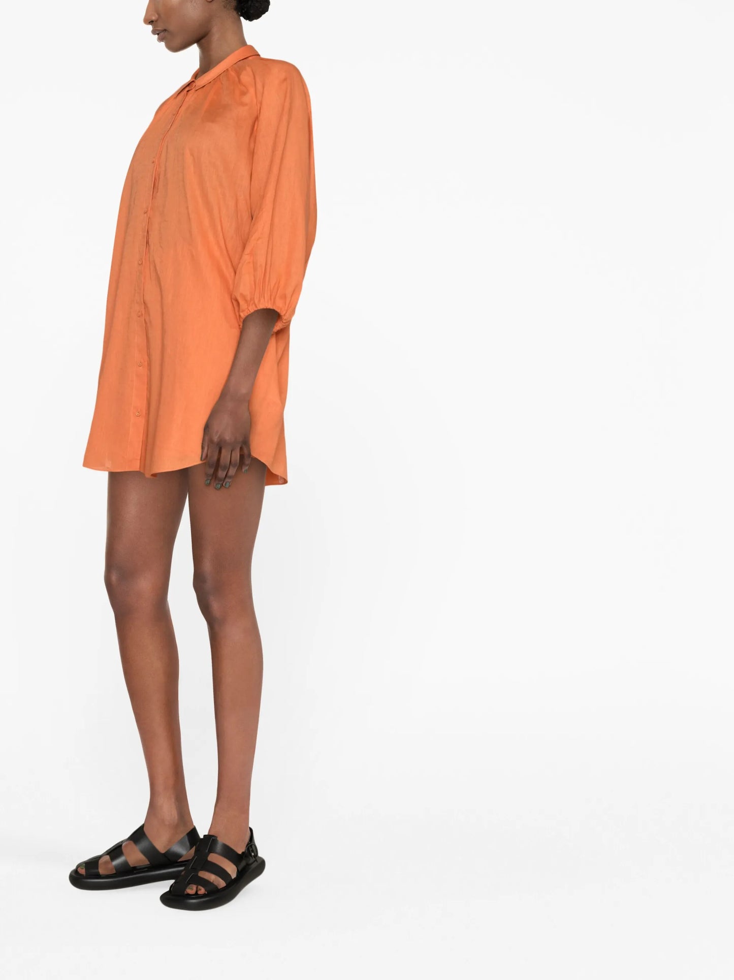 cotton-linen shirt dress