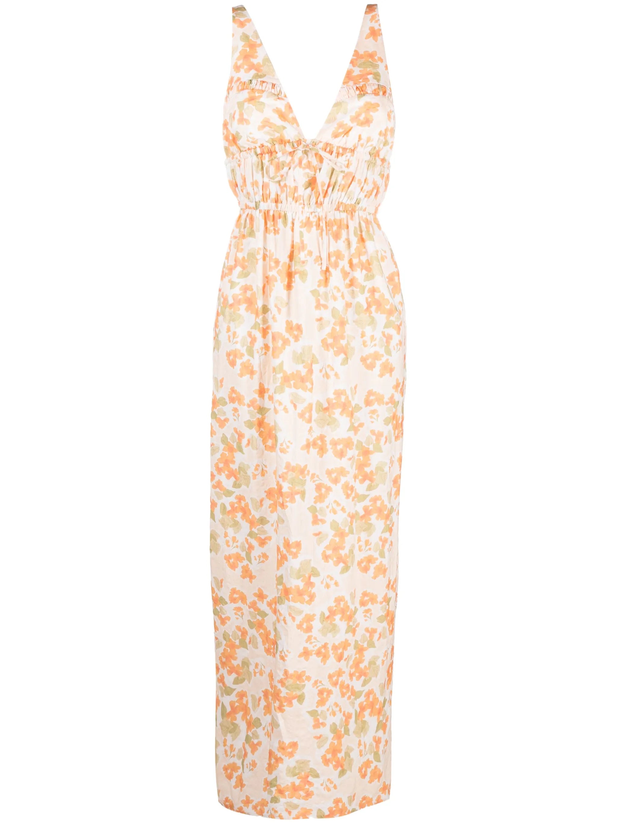 floral-print V-neck maxi dress