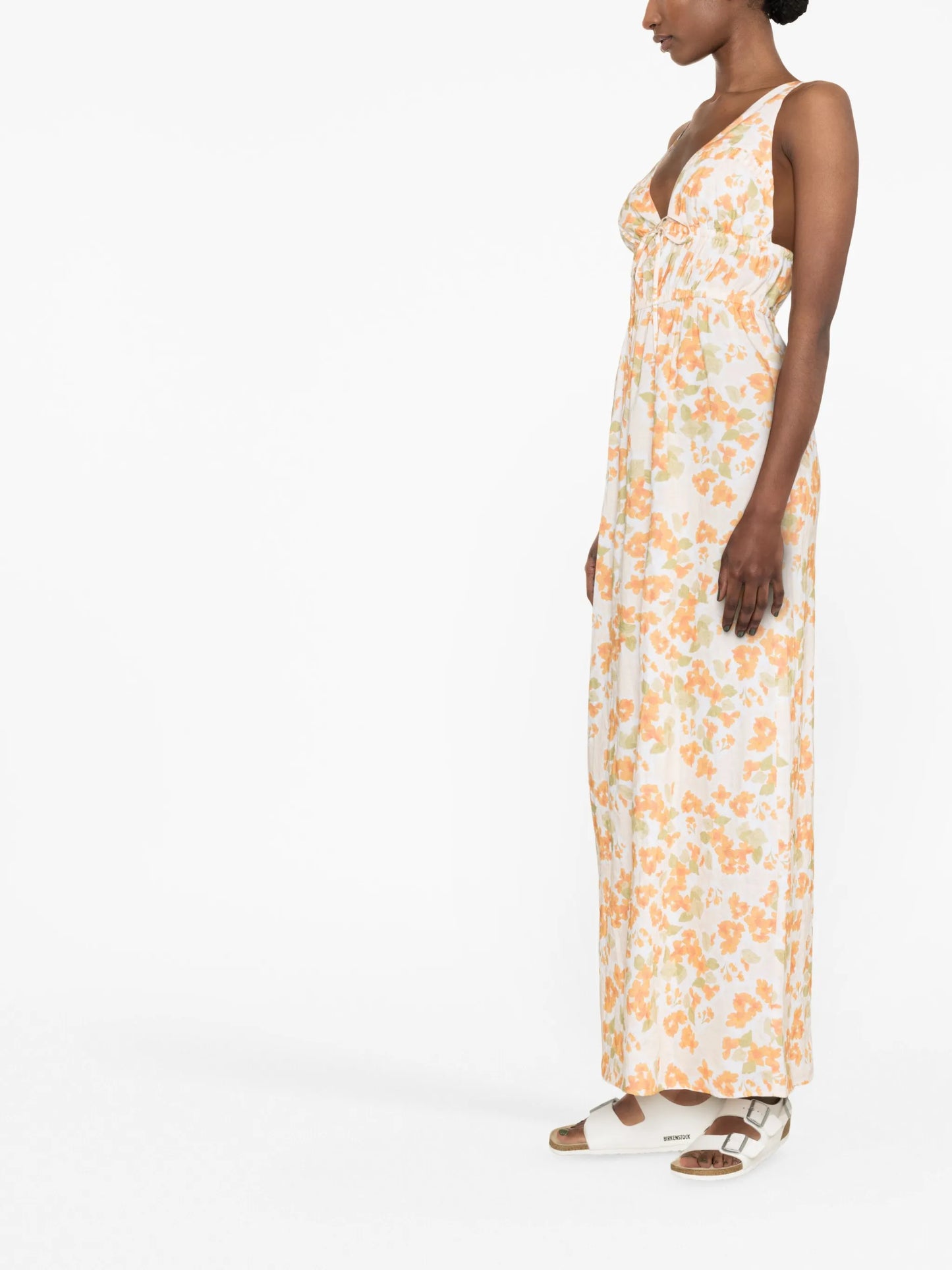 floral-print V-neck maxi dress