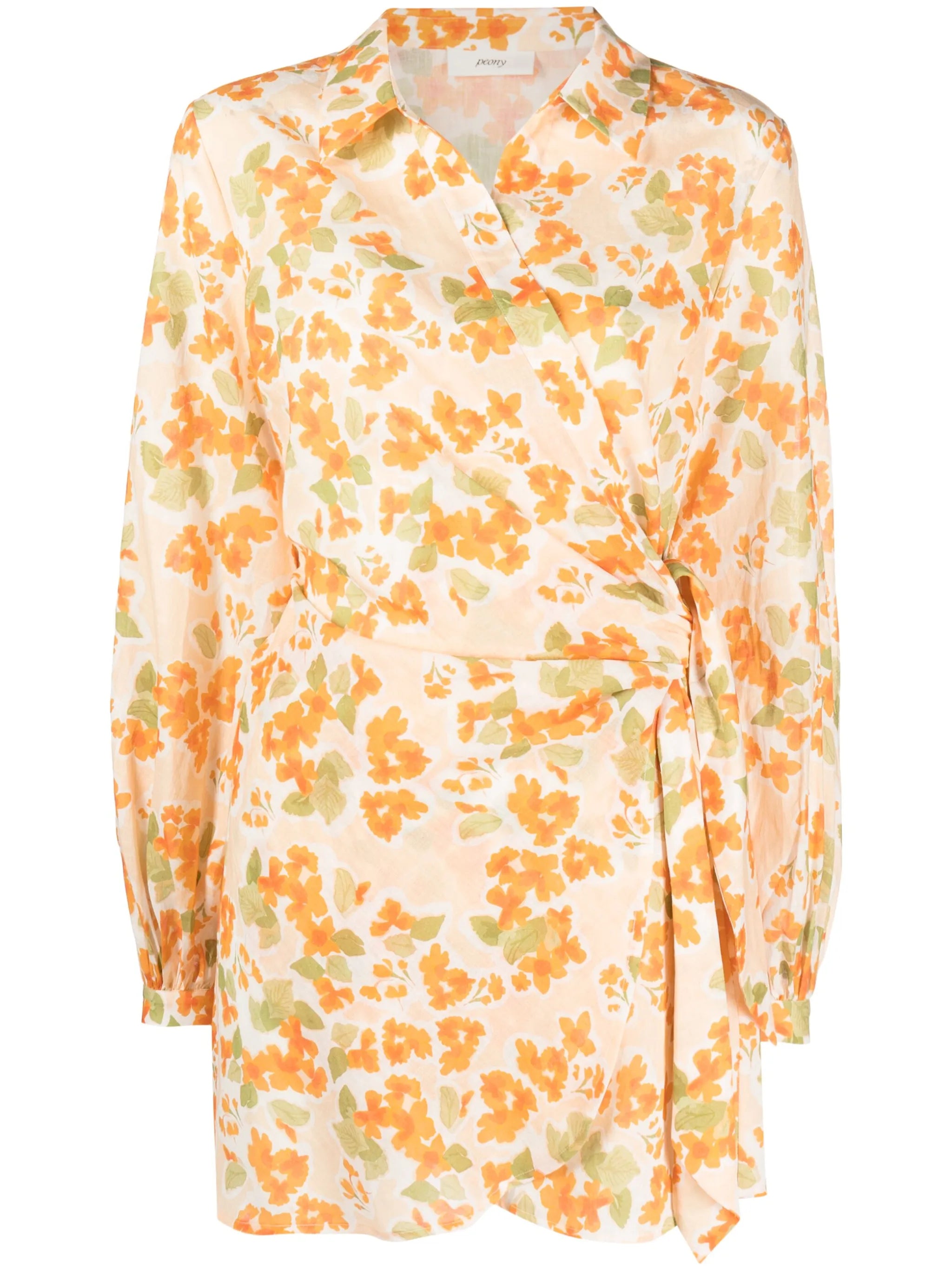 floral-print wrap dress