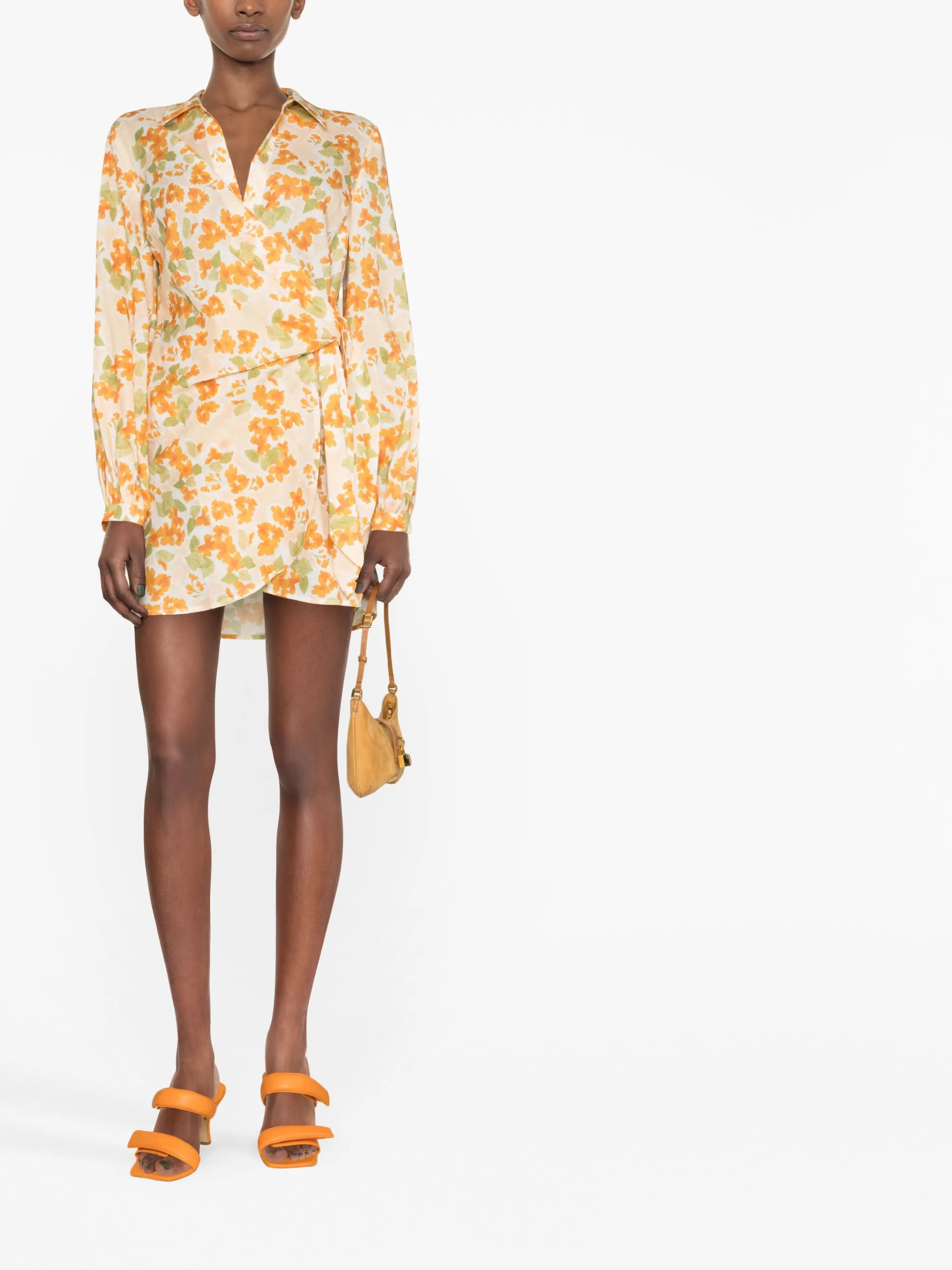 floral-print wrap dress