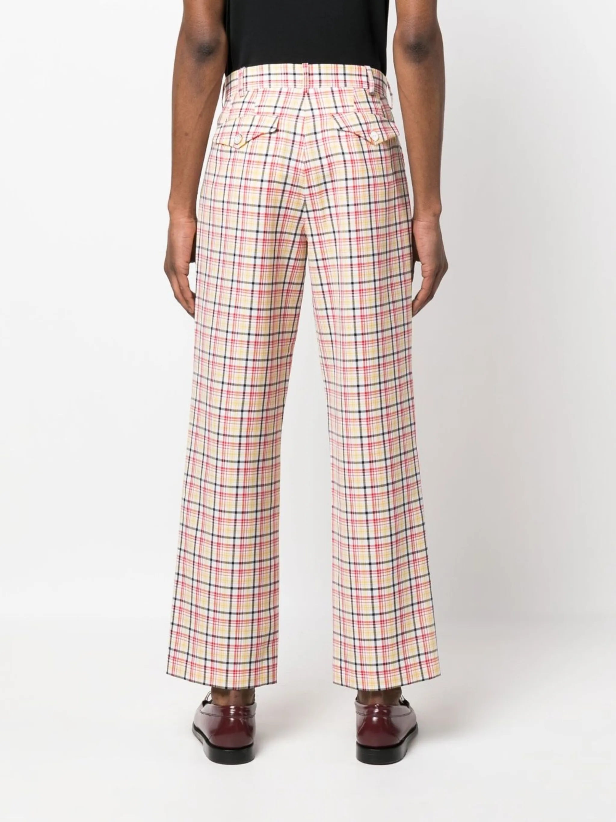 checked virgin-wool trousers
