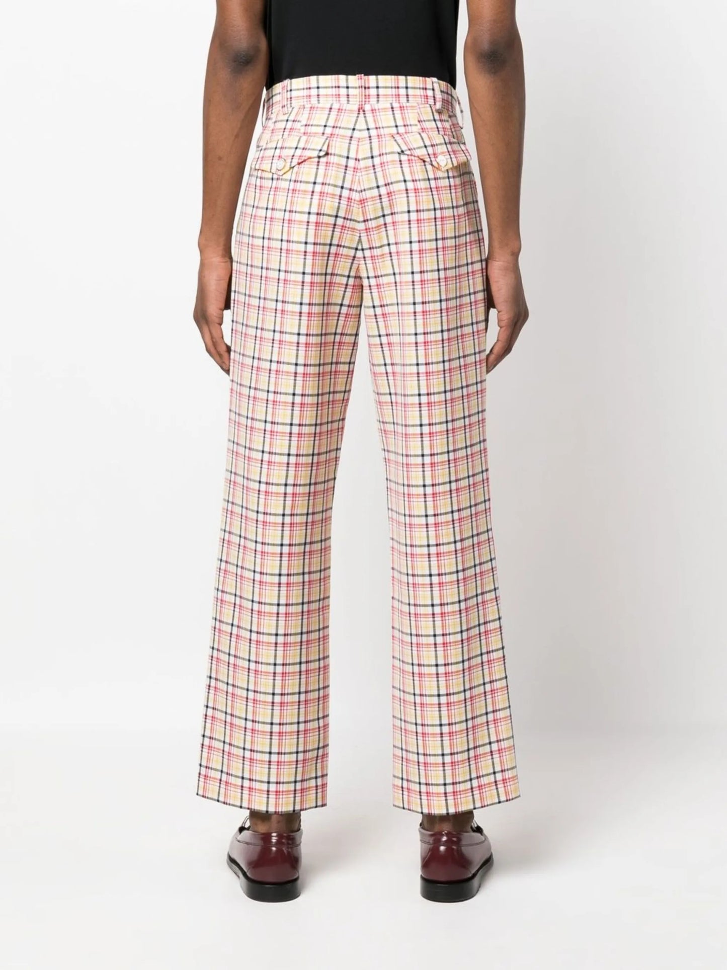 checked virgin-wool trousers
