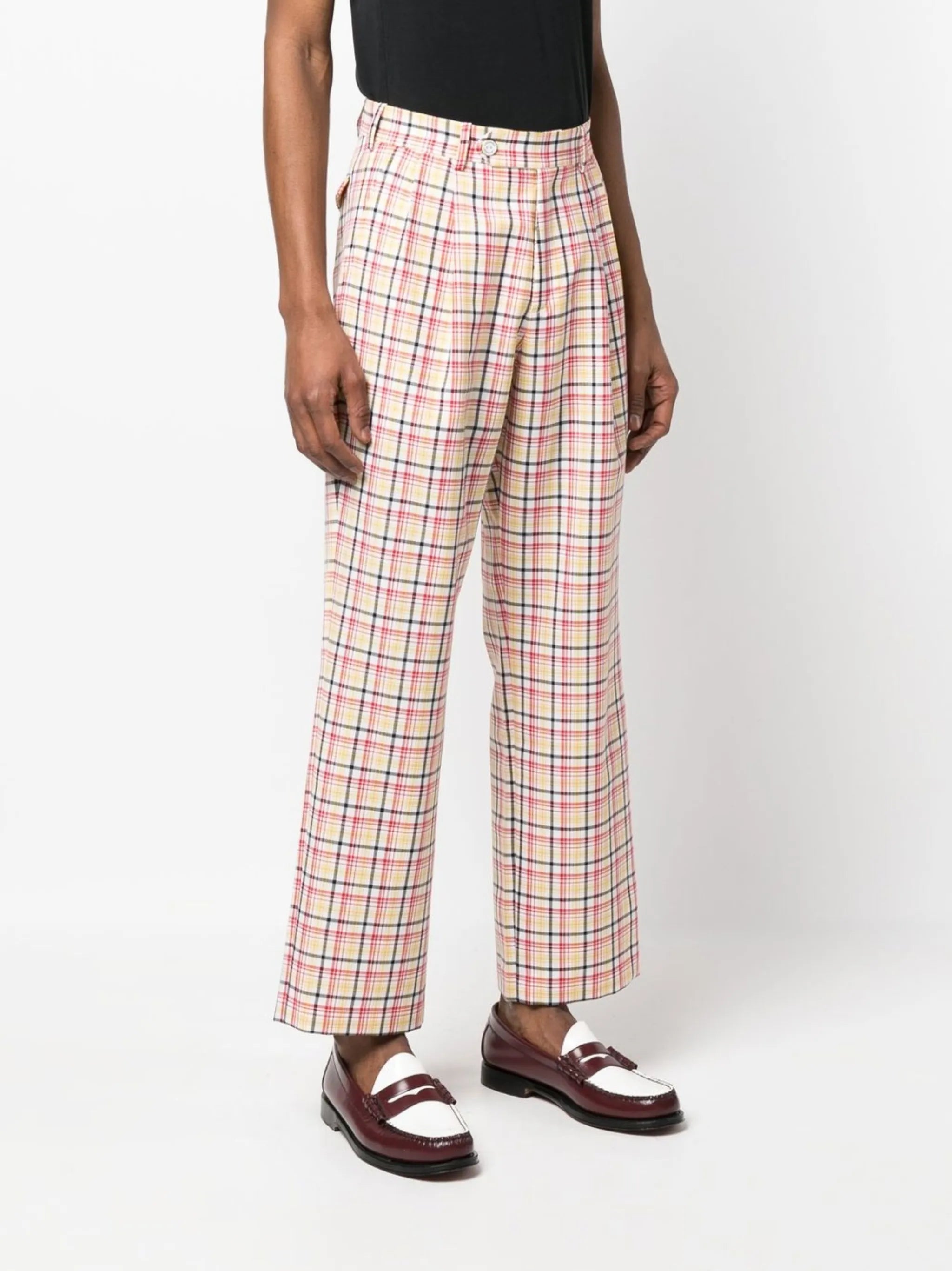 checked virgin-wool trousers