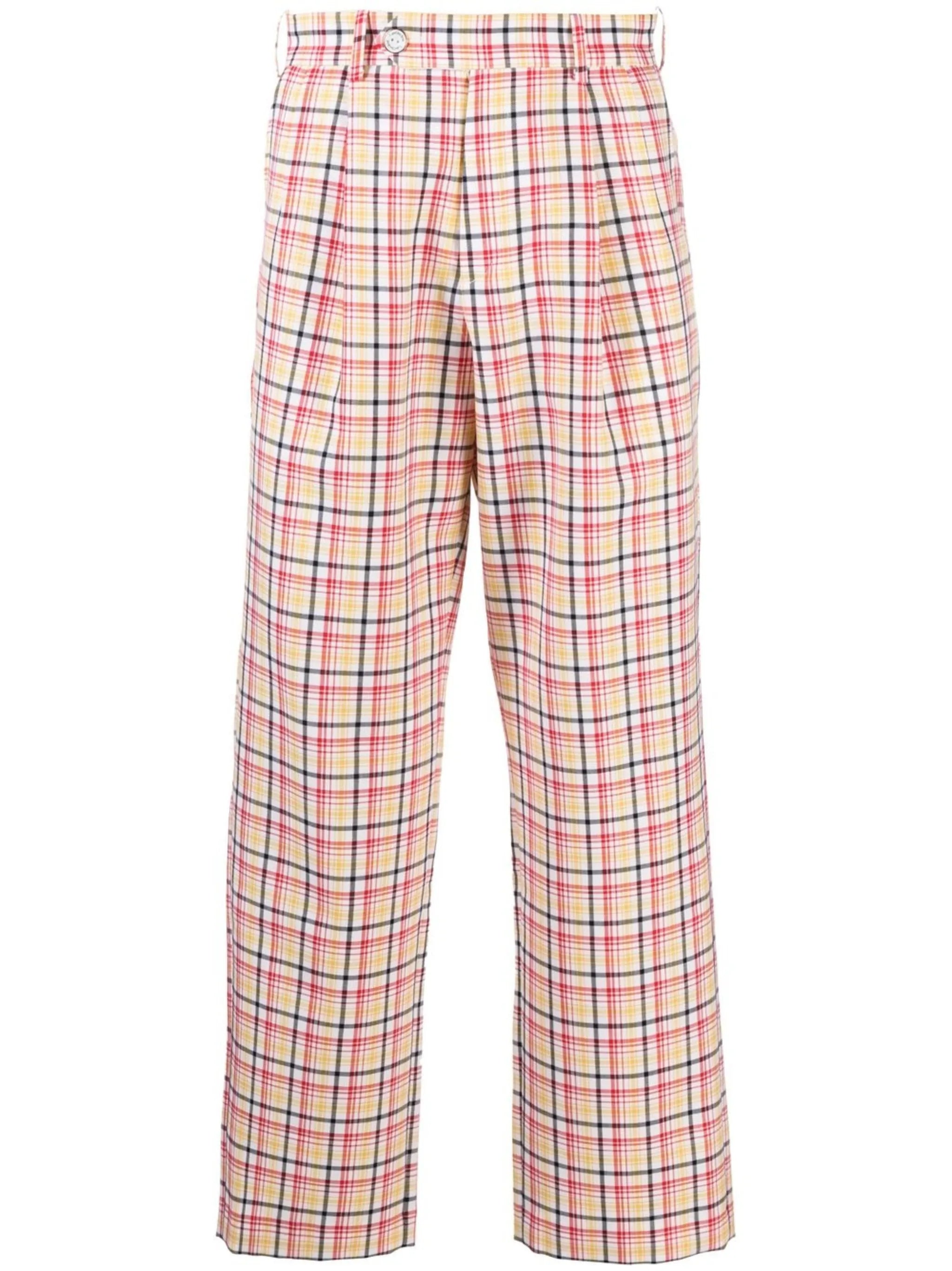 checked virgin-wool trousers