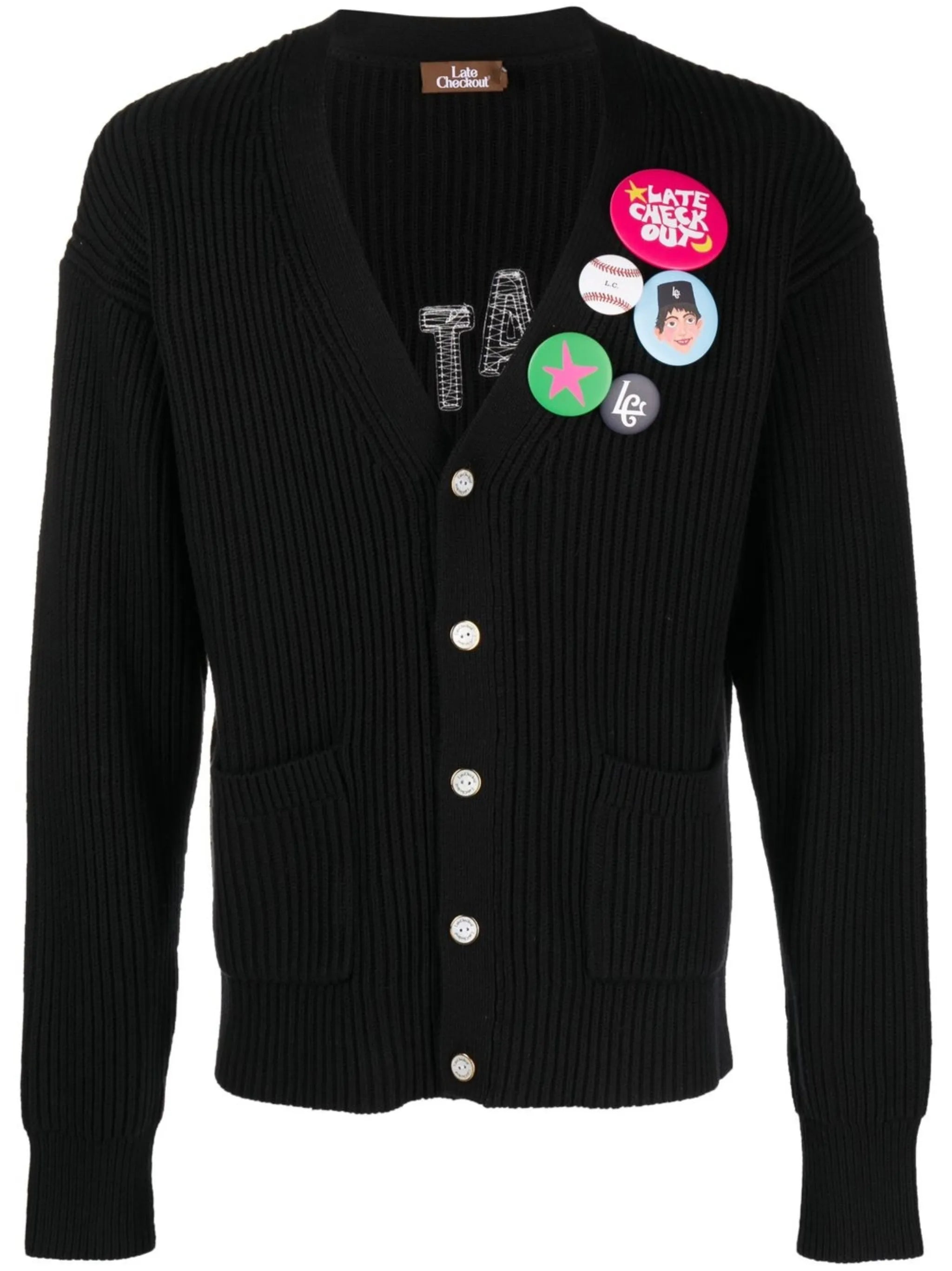 rear appliqué-logo knitted cardigan