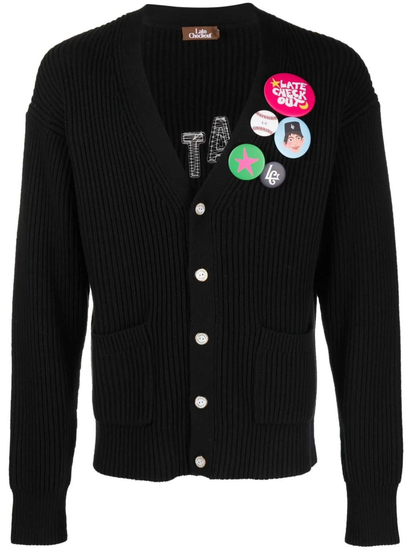 rear appliqué-logo knitted cardigan