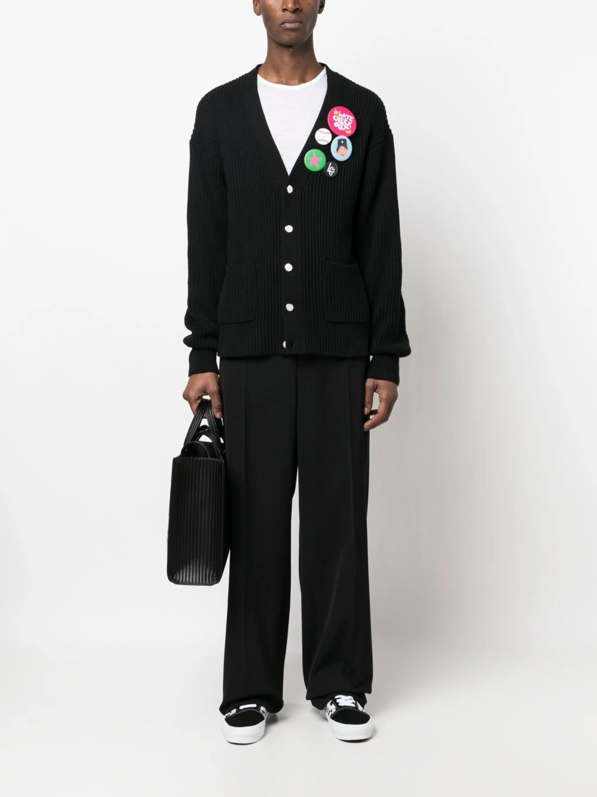 rear appliqué-logo knitted cardigan