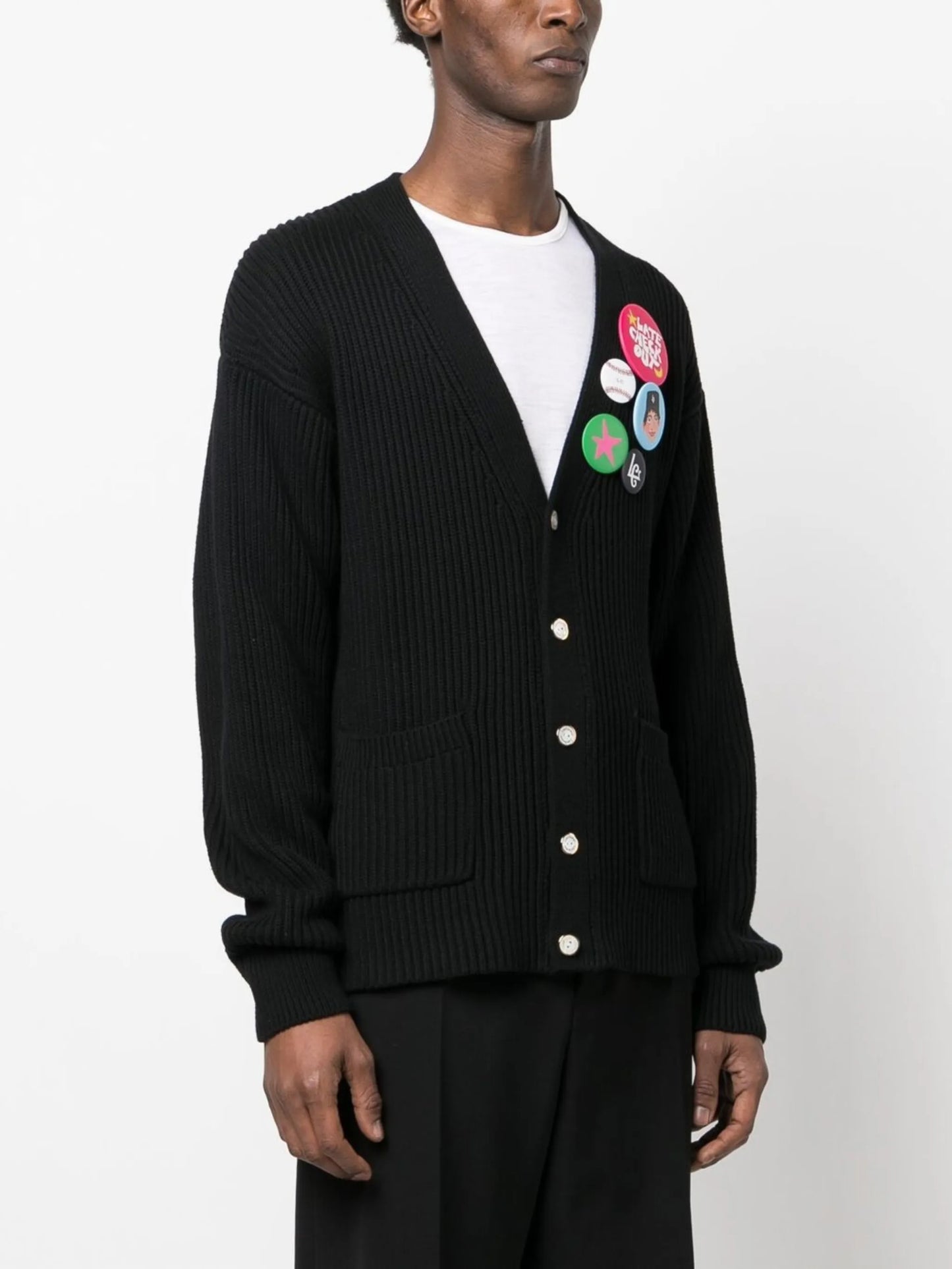 rear appliqué-logo knitted cardigan