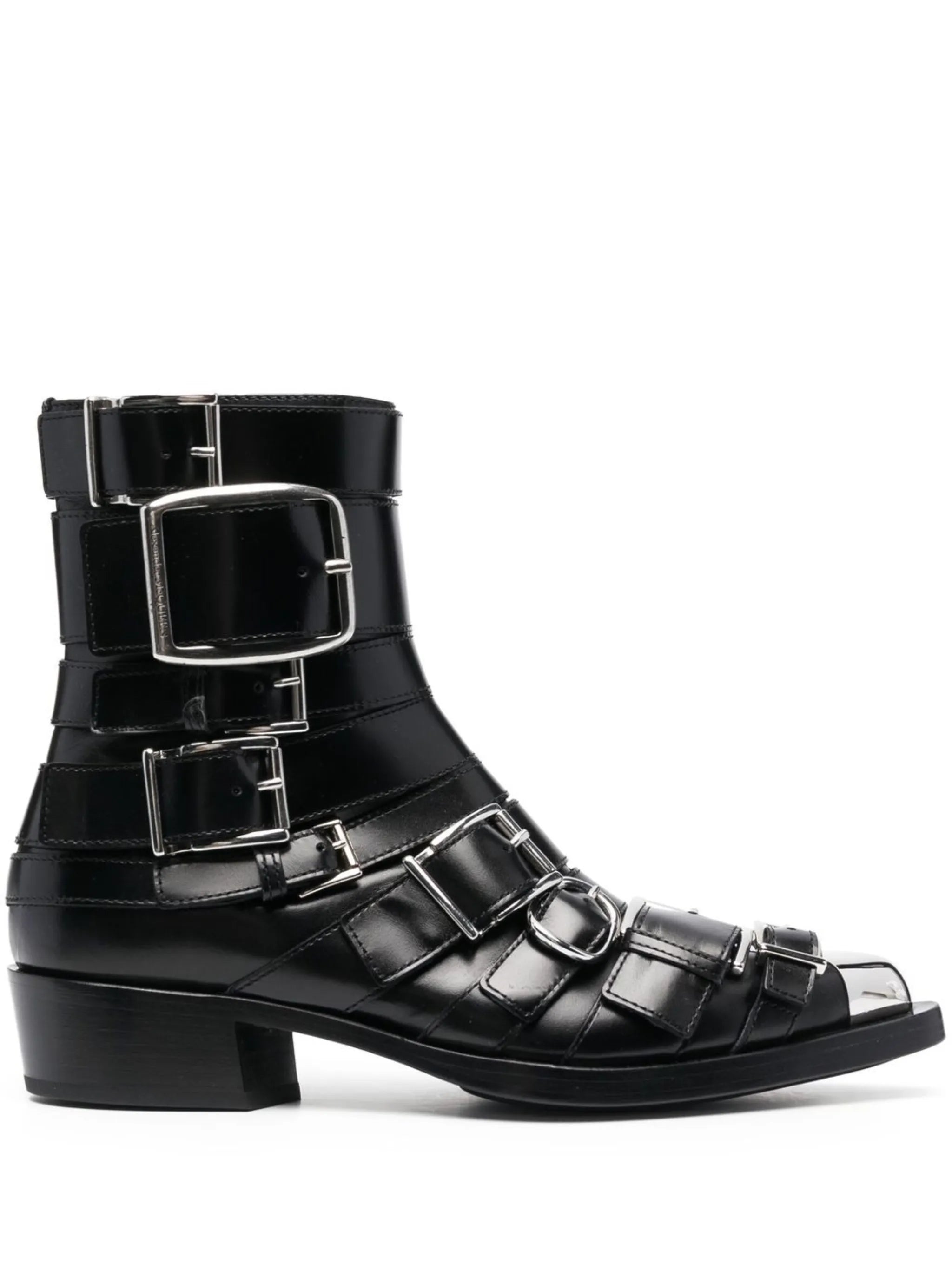 Punk buckle-detail biker boots