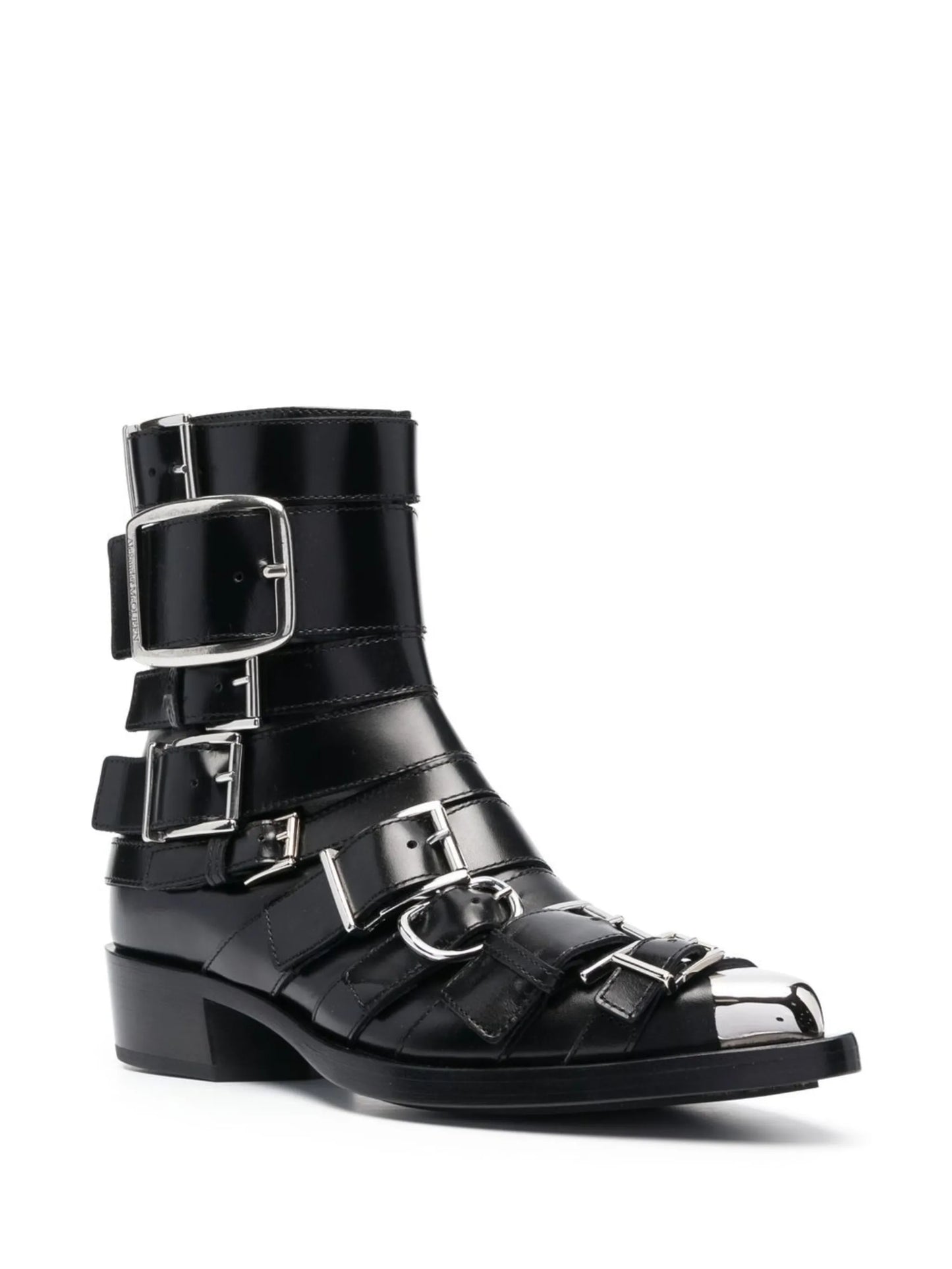 Punk buckle-detail biker boots