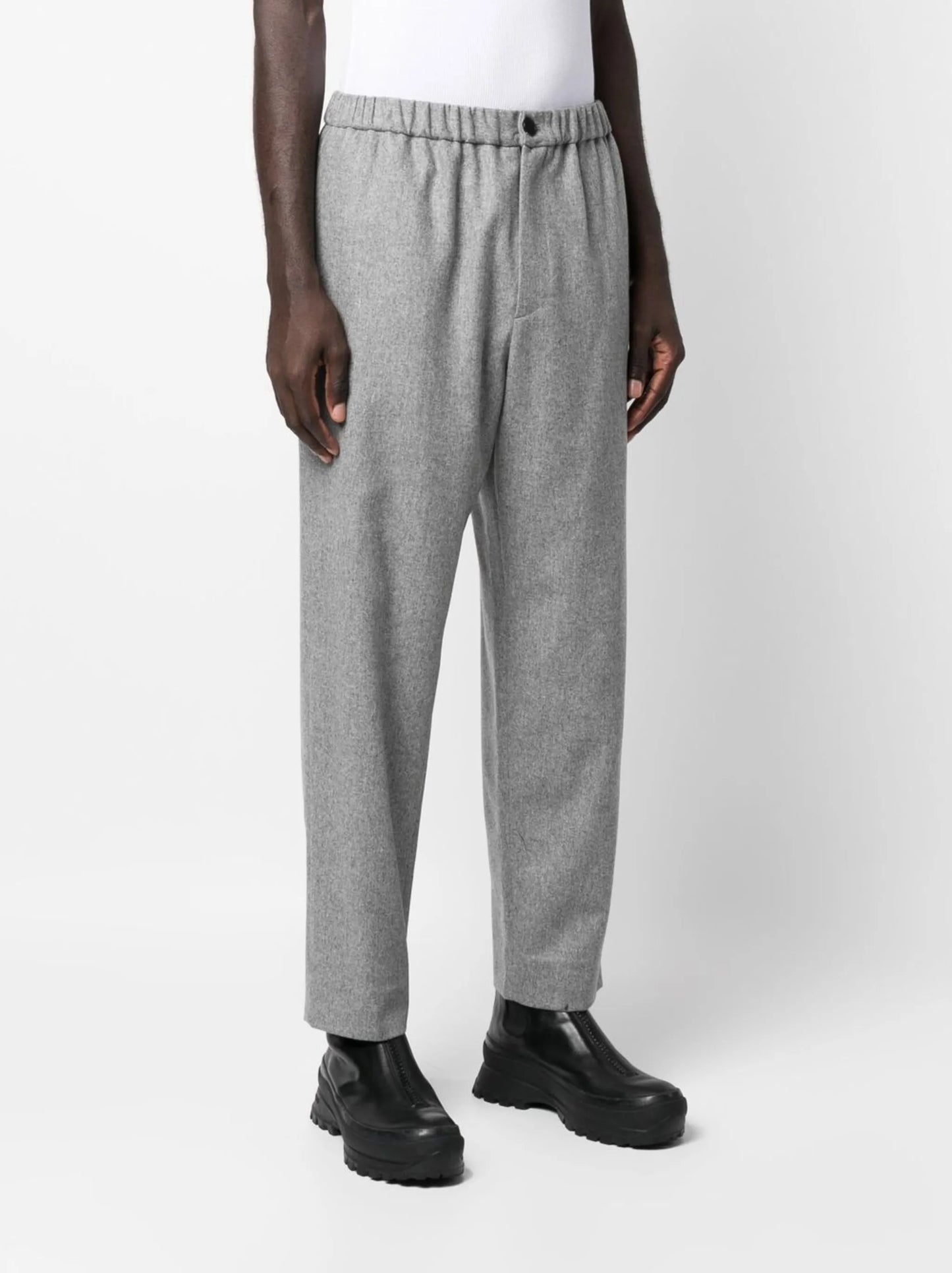 straight-leg wool trousers