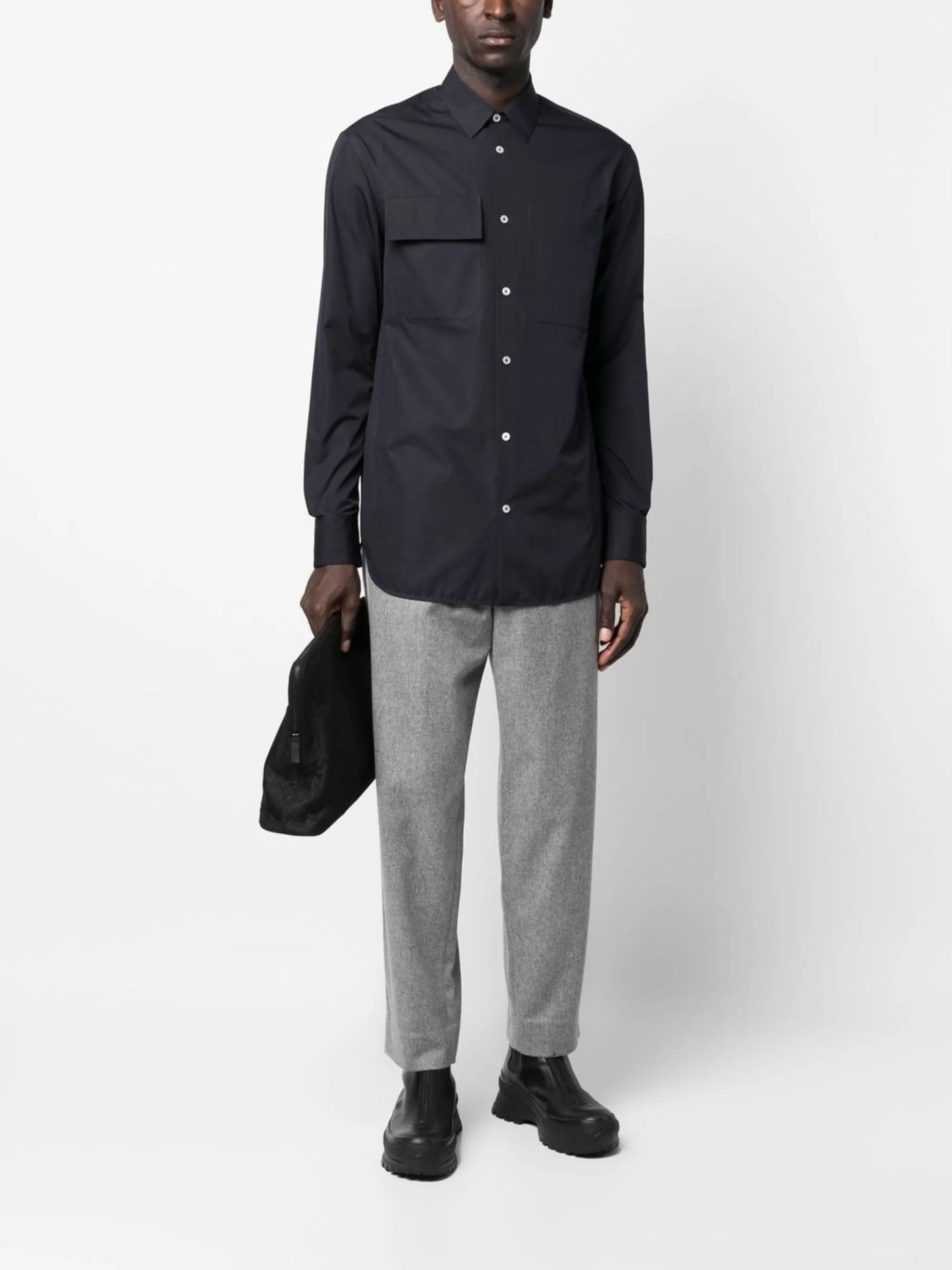 straight-leg wool trousers