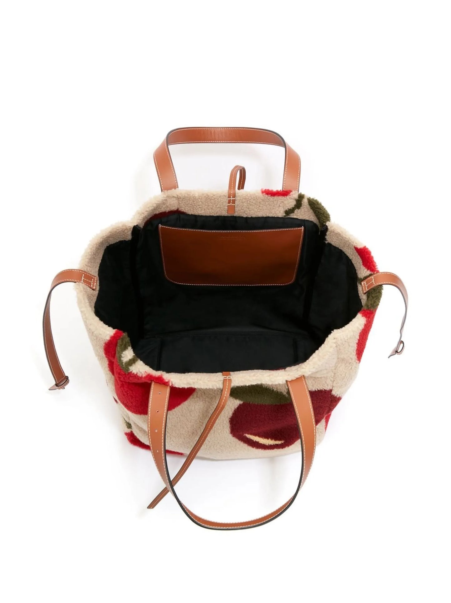 fleece apple-print tote bag
