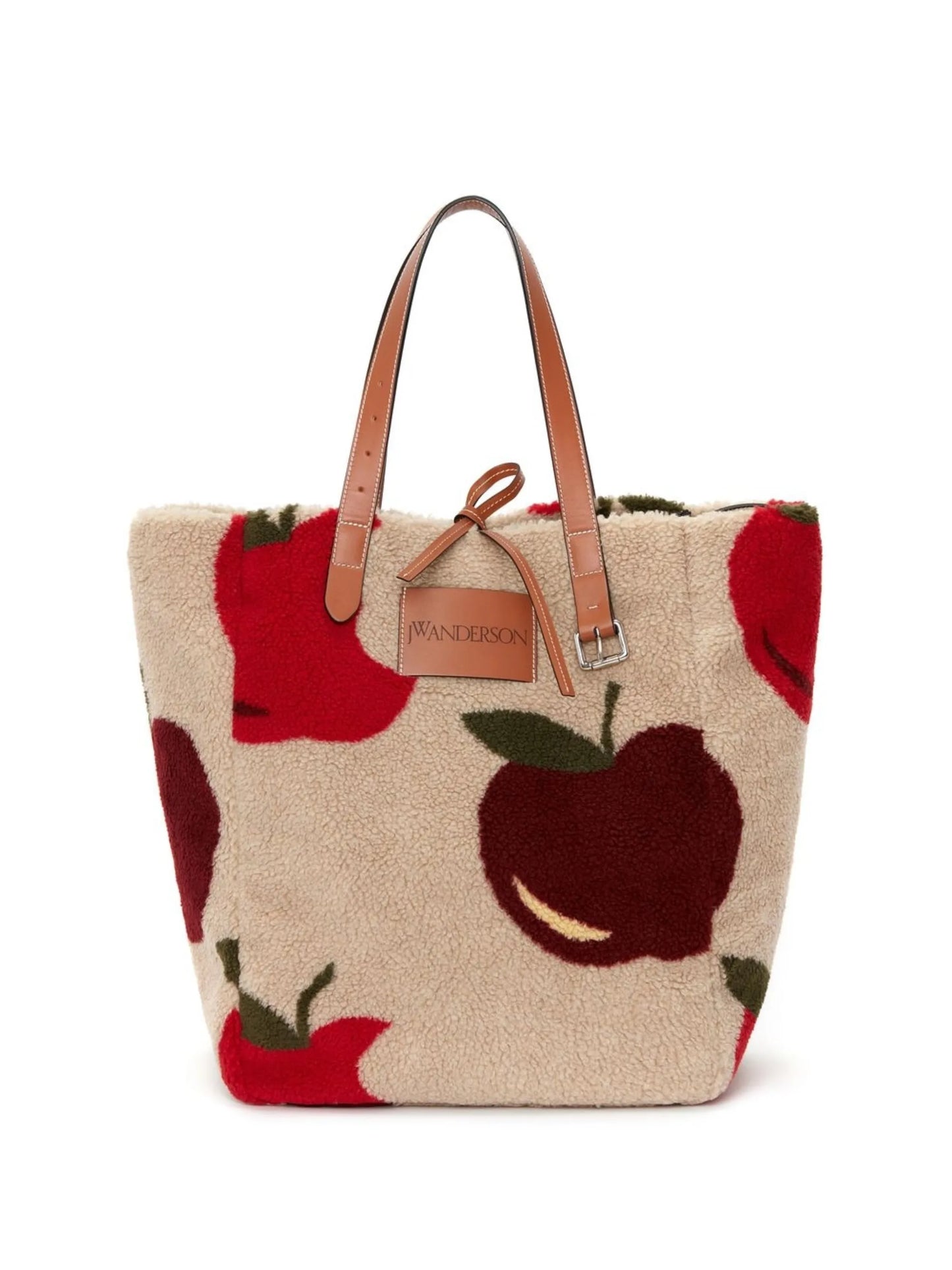 fleece apple-print tote bag
