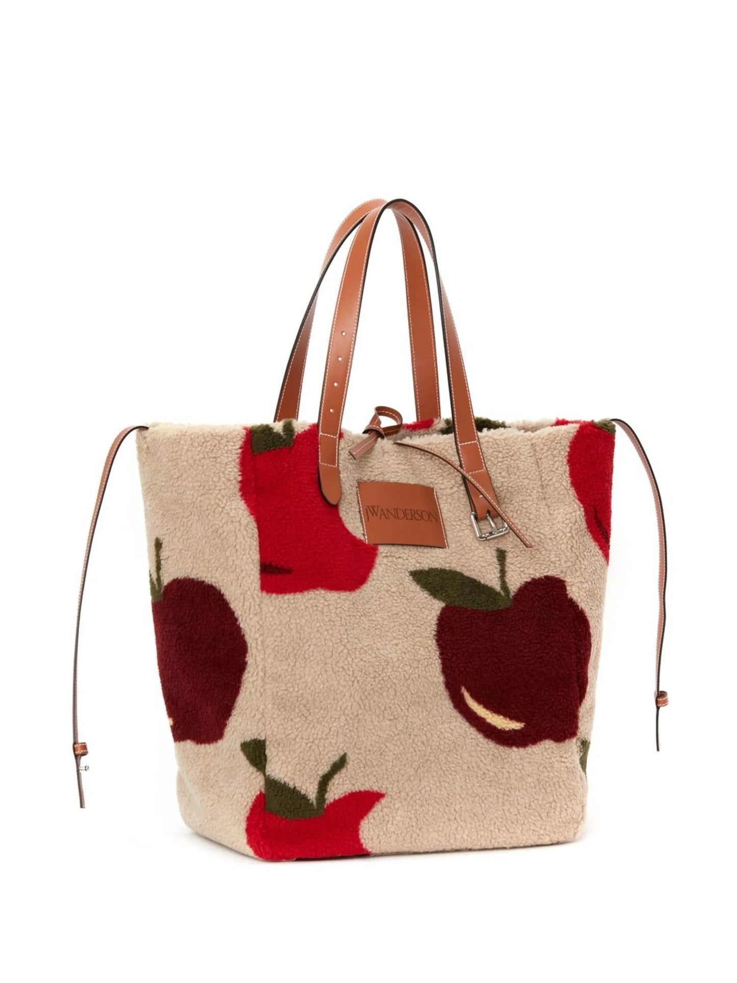 fleece apple-print tote bag