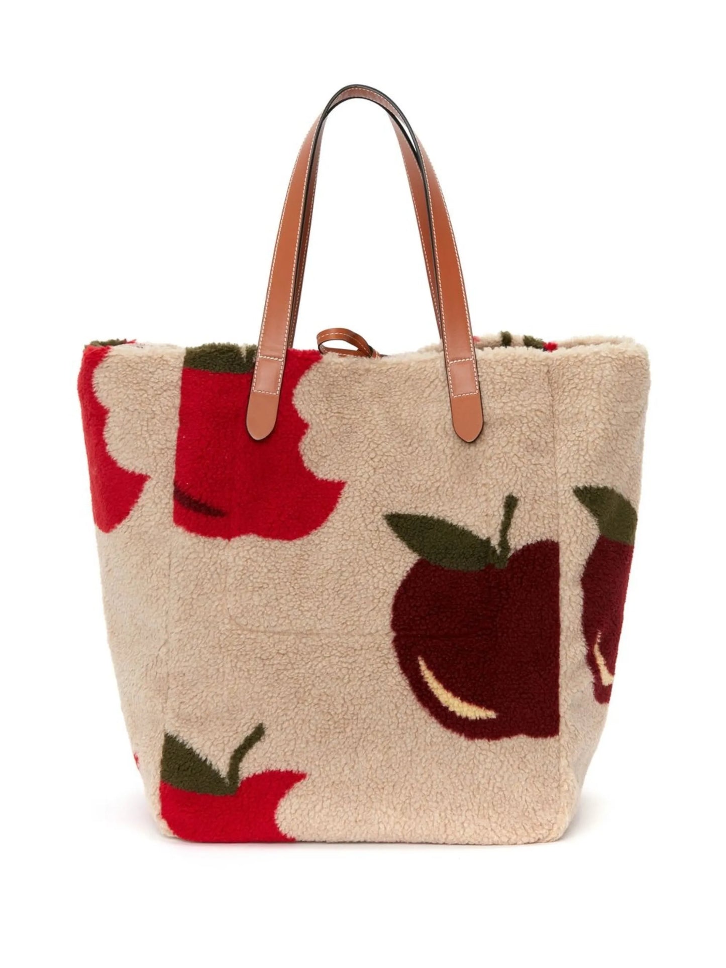 fleece apple-print tote bag