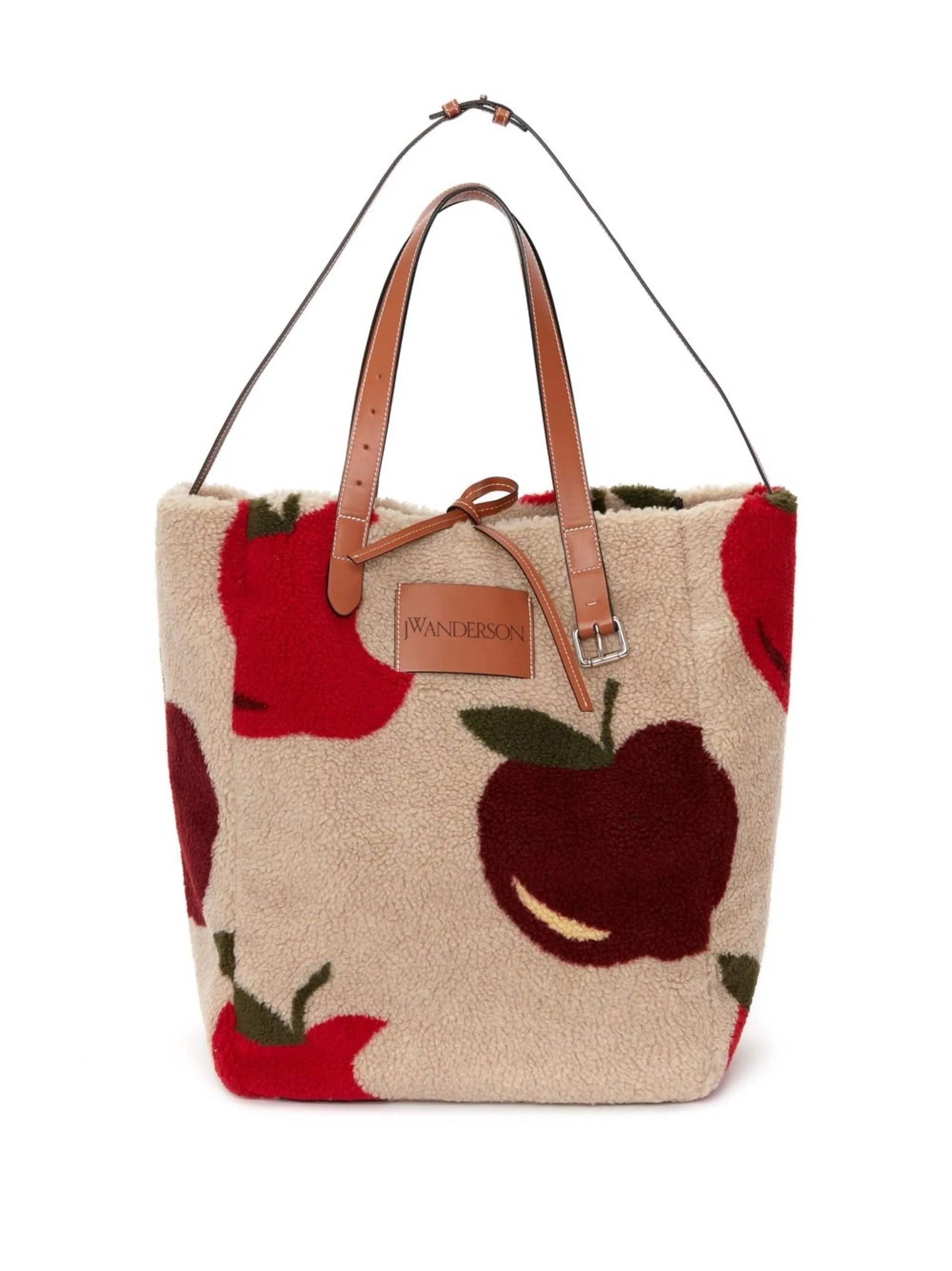 fleece apple-print tote bag