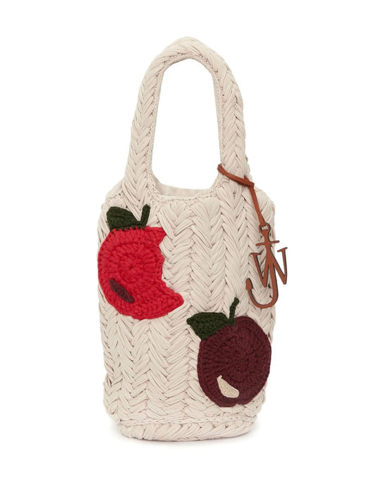 Cream Logo Detail Woven Tote Bag