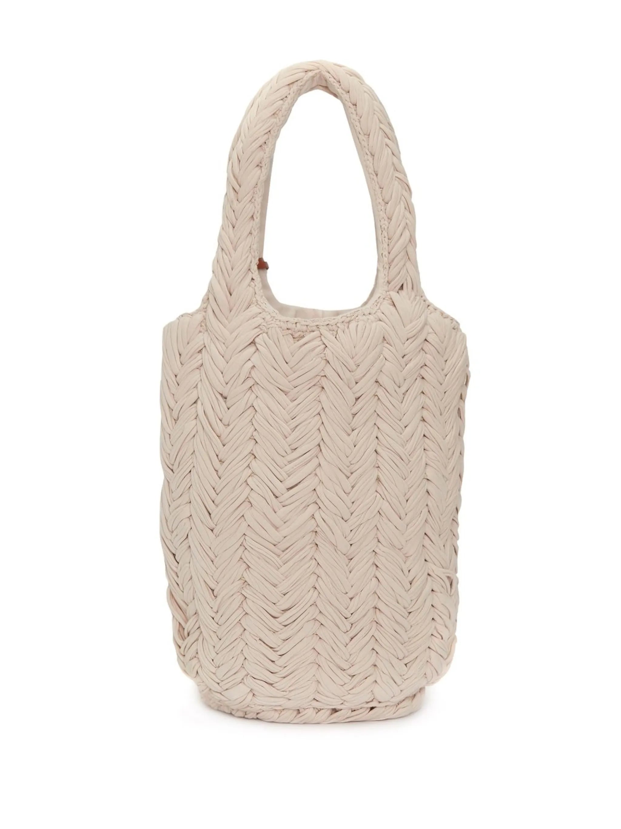 Cream Logo Detail Woven Tote Bag