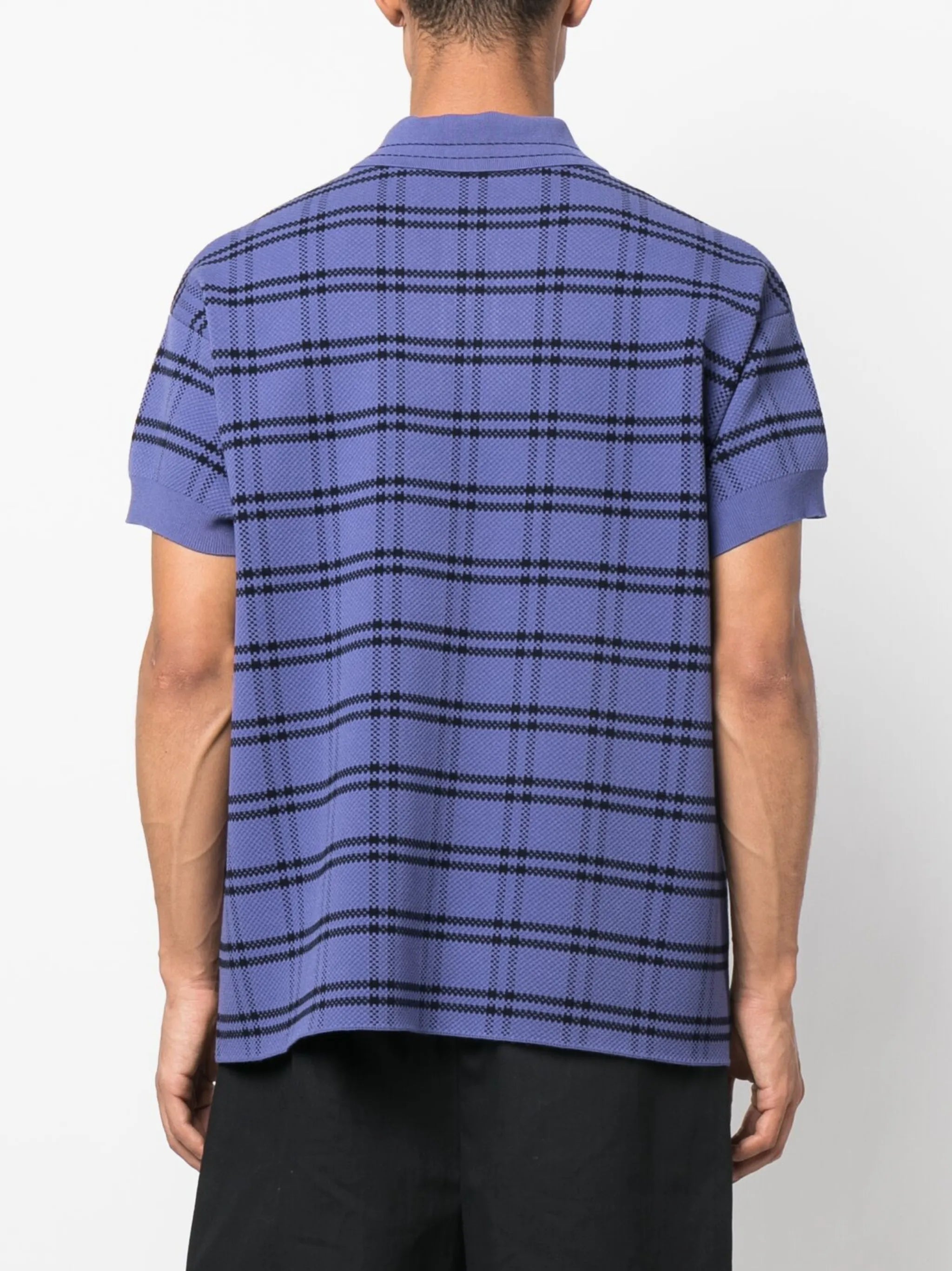 checked knitted  polo shirt