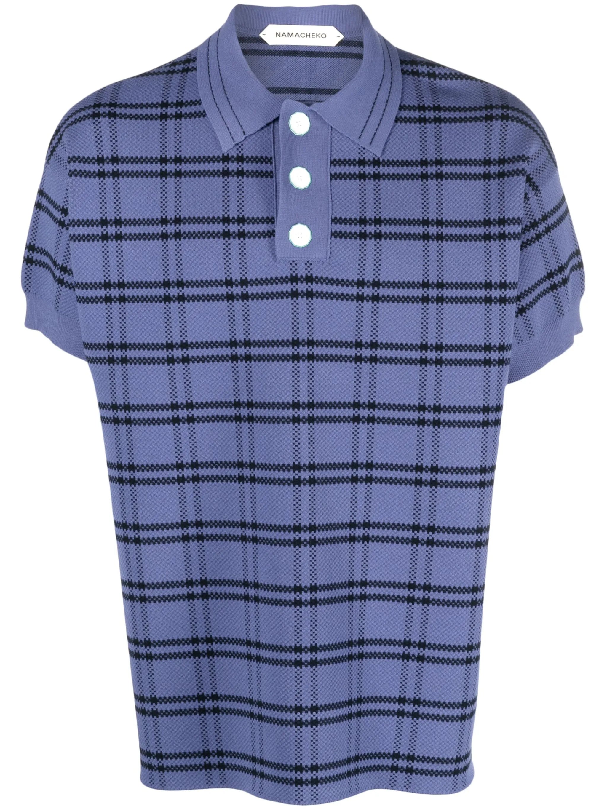 checked knitted  polo shirt