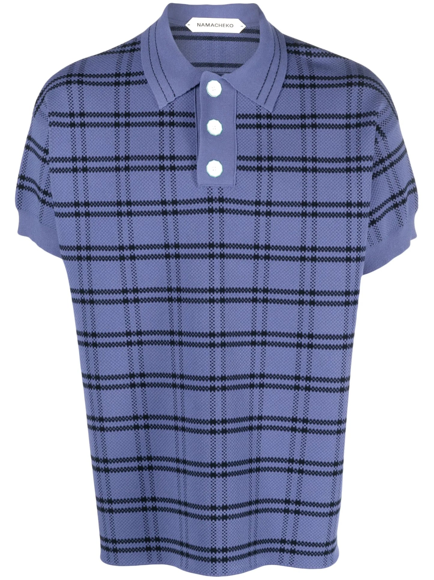 checked knitted  polo shirt