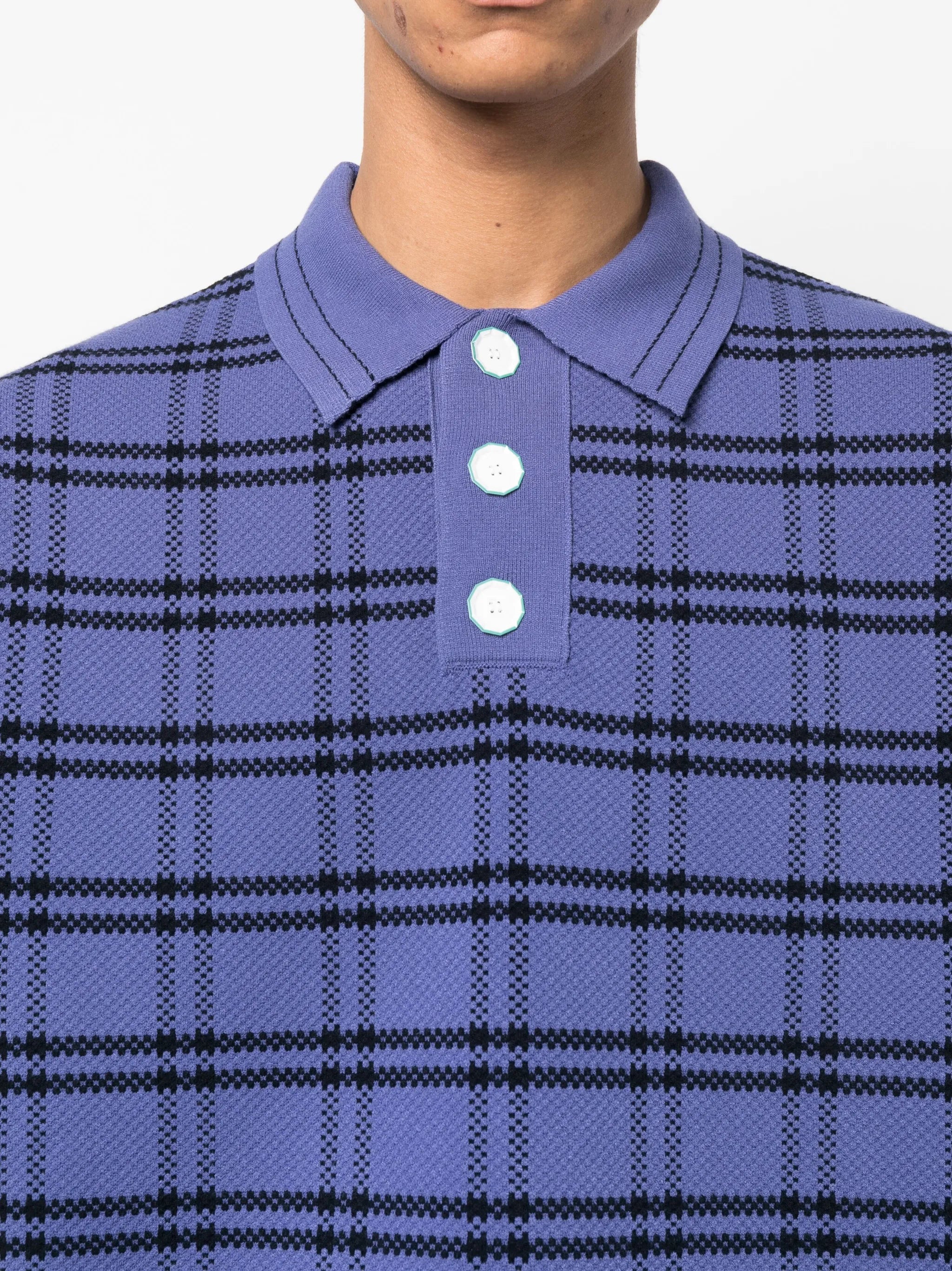 checked knitted  polo shirt
