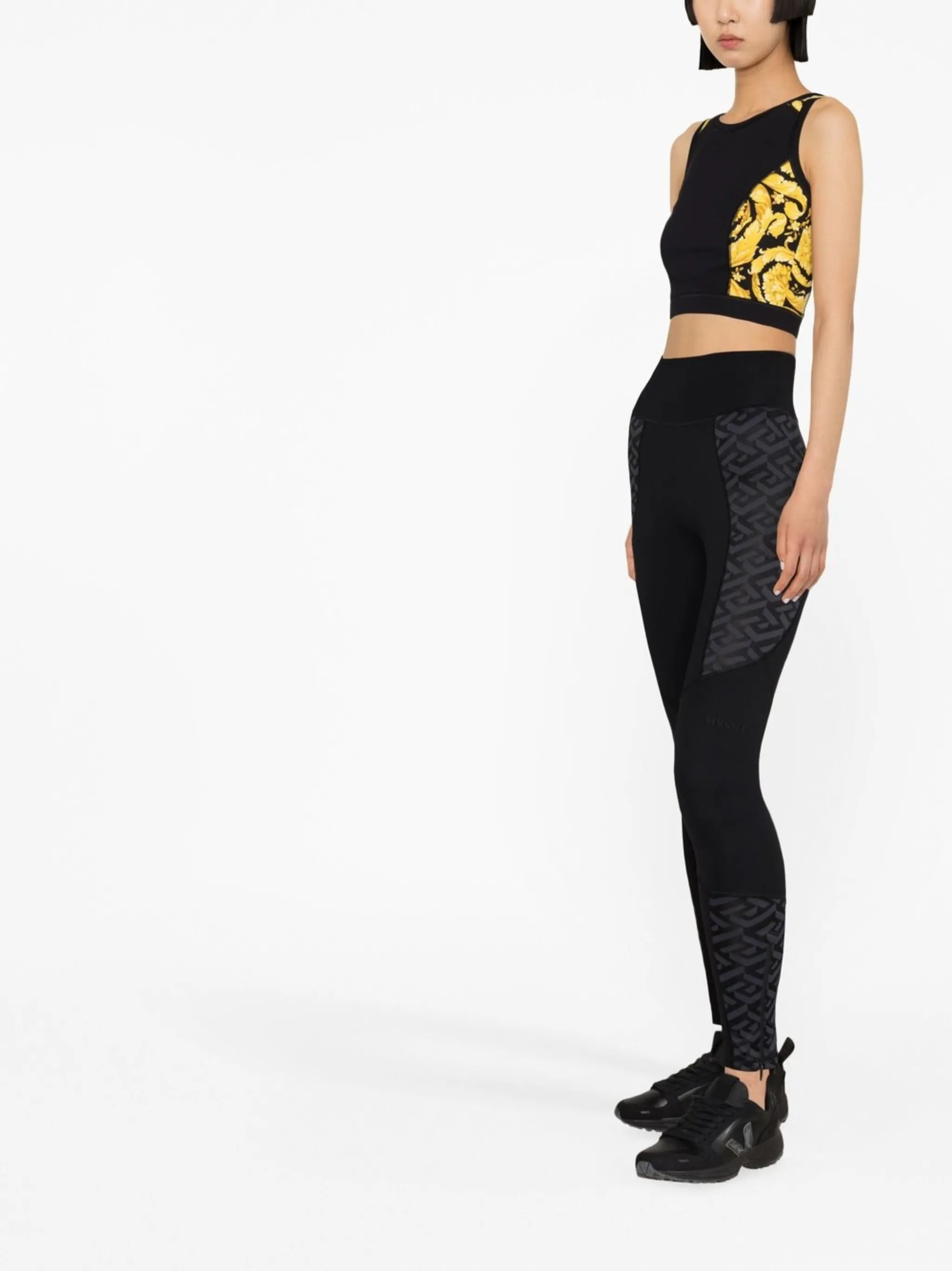 panelled-monogram leggings