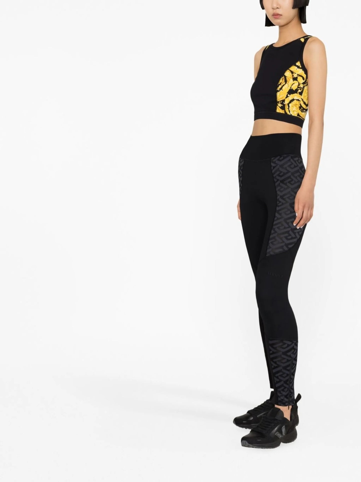 panelled-monogram leggings